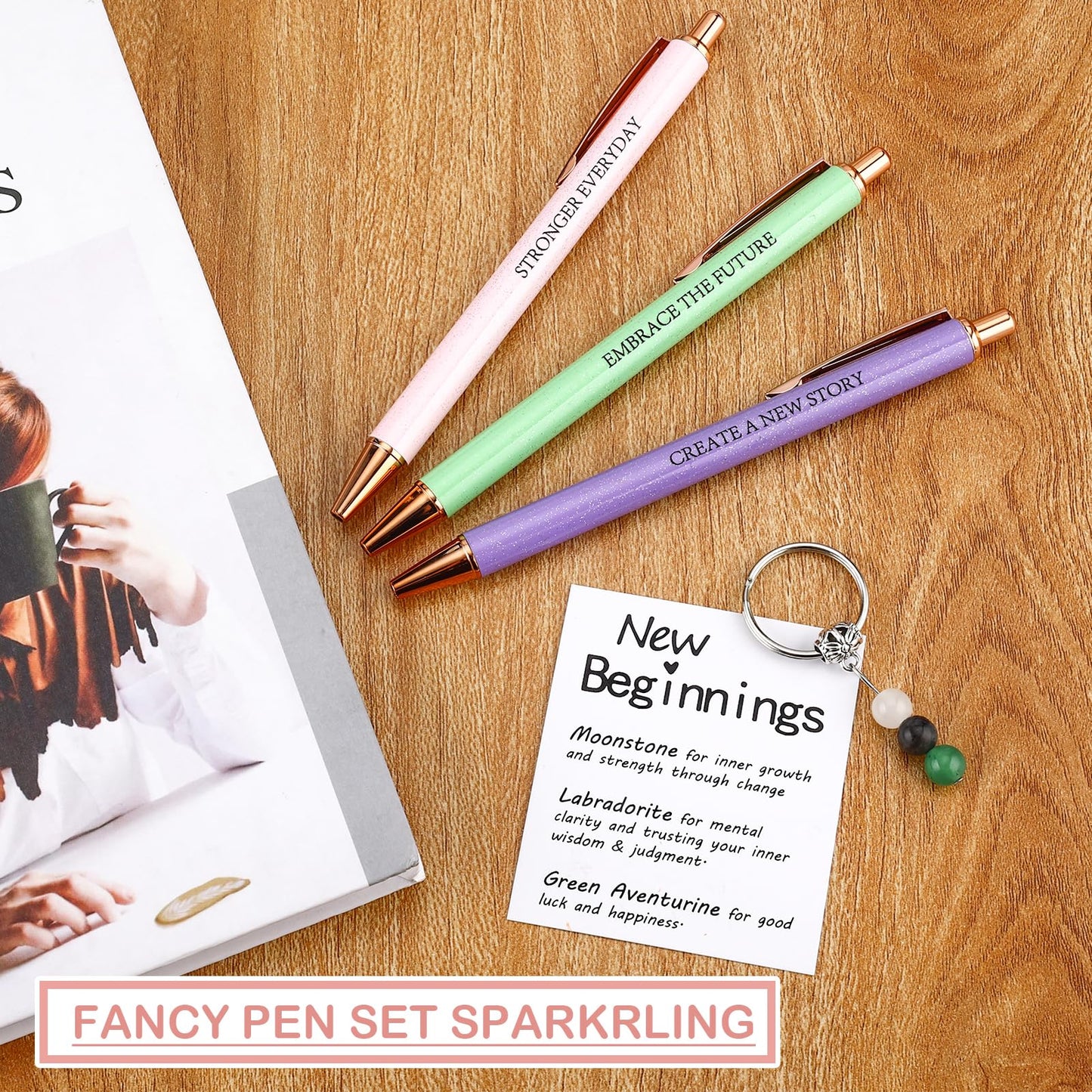 Going Away Gifts for Coworkers Women New Beginning Gifts Farewell Gift Crystal Keychain Fancy Pen Set Divorce Gift Goodbye Present Inspirational Encouragement Leaving Job Presents Office Present