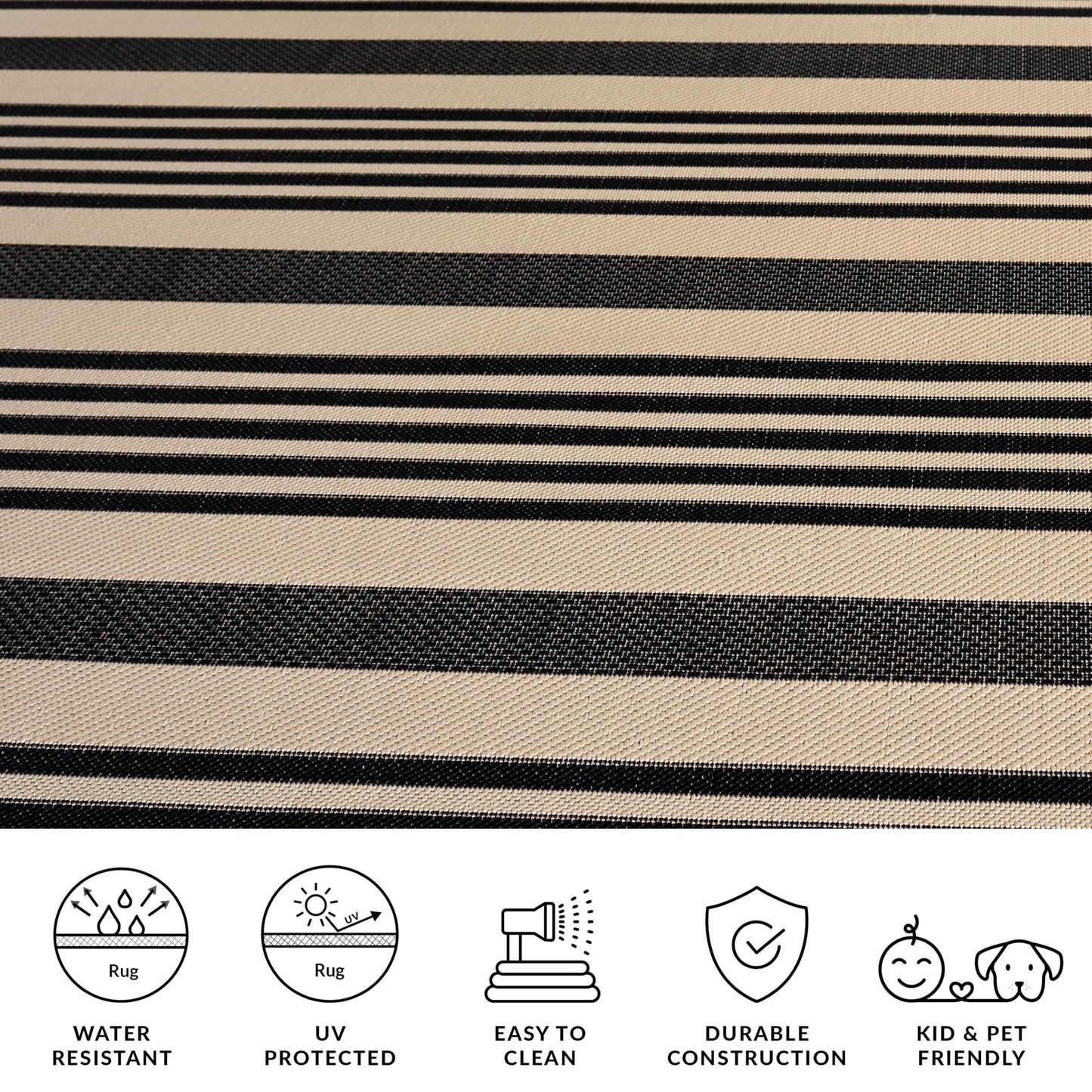 SAFAVIEH Washable Rug Outdoor Courtyard Collection - 10' x 14', Black & Bone, Non-Shedding & Easy Cleaning, Ideal for Patio, Backyard, Mudroom (CY6062-216)
