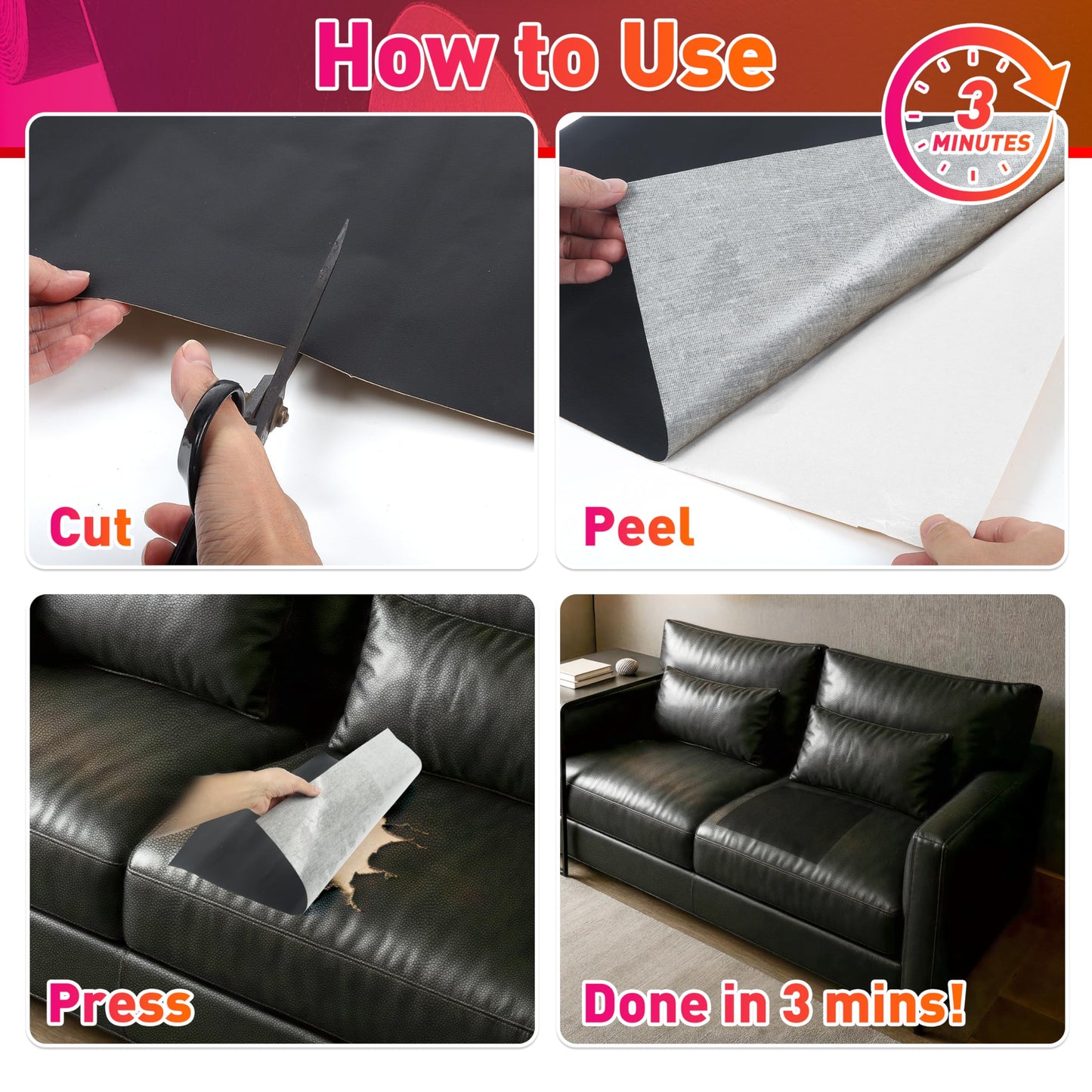 Meneng Self-Adhesive Leather Marine Vinyl: 10 Yard Roll Heavy Duty Boat Seat Vinyl - Waterproof & Scratch-Resistant for Marine Upholstery - Leather Repair Patch for Furniture Sofa Couch