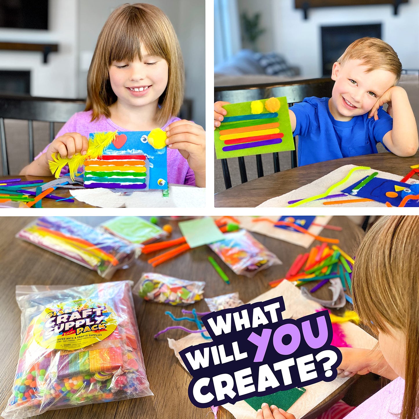 Arts and Crafts Supplies Kit for kids - Boys and Girls age 4 5 6 7 8 years old - Toddler Art Set Activity Materials in Bulk - Great for Preschool, Homeschool, and Kindergarten DIY Crafting Projects