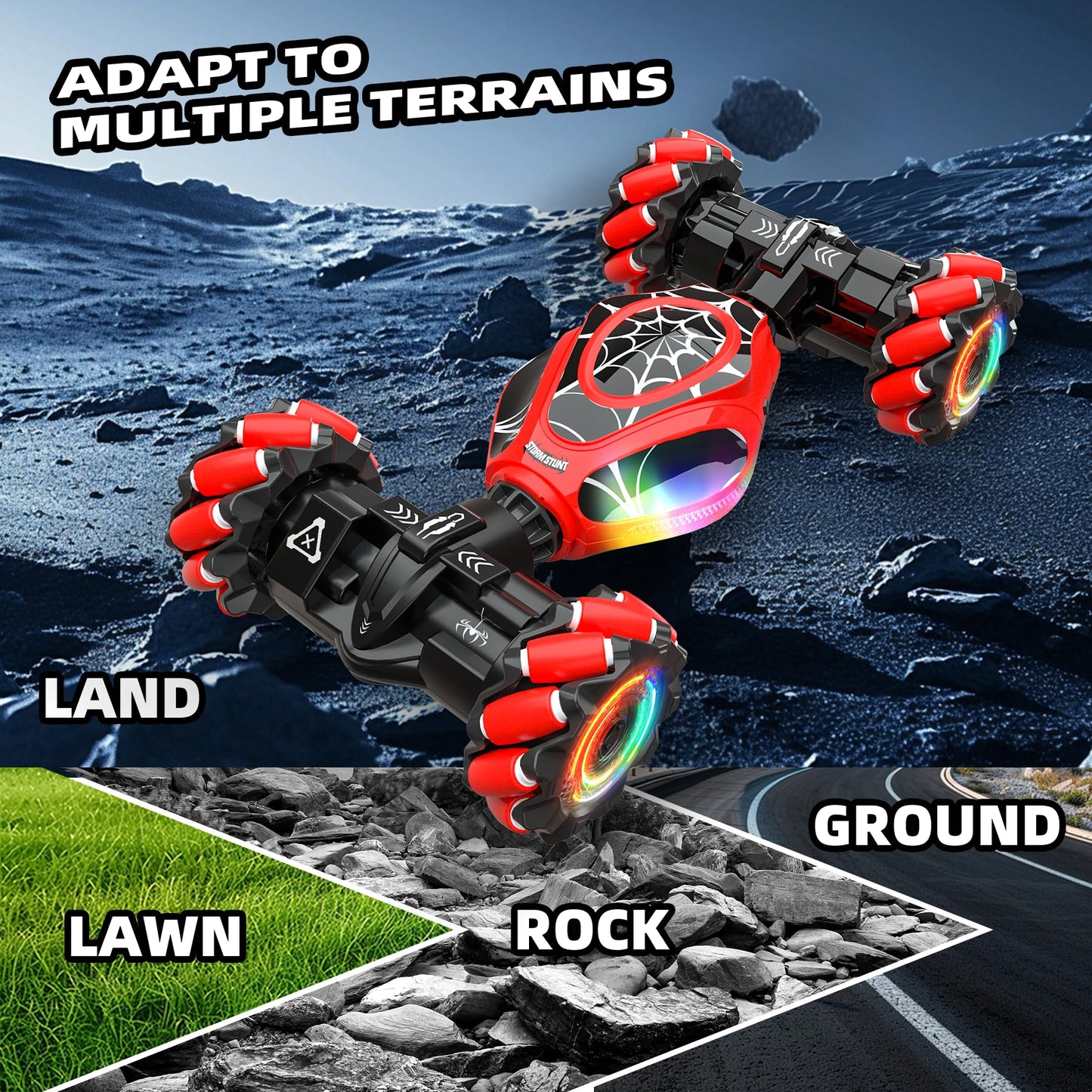 XUERENTECH Spider Remote Control Car Gesture Sensing Hand Controlled Stunt Car, 4WD Drift Twist Off-Road Vehicle with Light Music, Birthday Xmas Gifts Suitable for Boys and Girls