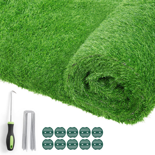 Oiyeefo Artificial Turf Grass Outdoor: Grass Pad for Dogs Indoor Potty Training, Replacement Turf Rug for Patio Balcony Apartment Landscape Decoration, Easy to Clean with Drainage Holes(3.0x5.0ft)