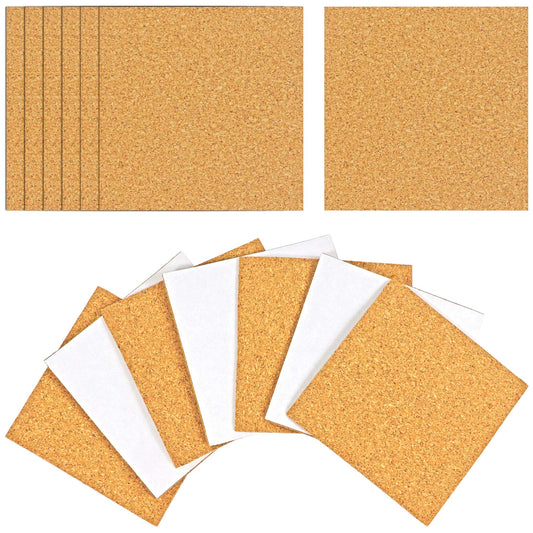 50 Pack Self-Adhesive Cork Squares 4 x 4 Inches Cork Tiles Backing Sheets for Coasters and DIY Crafts