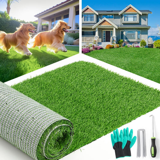 LOOBANI Synthetic Artificial Turf Roll, Artificial Grass for Dog Potty with Drainage Holes, Fake Grass Rug for Garden Landscape Balcony Patio Backyard Decoration, 4 Feet x 6 Feet