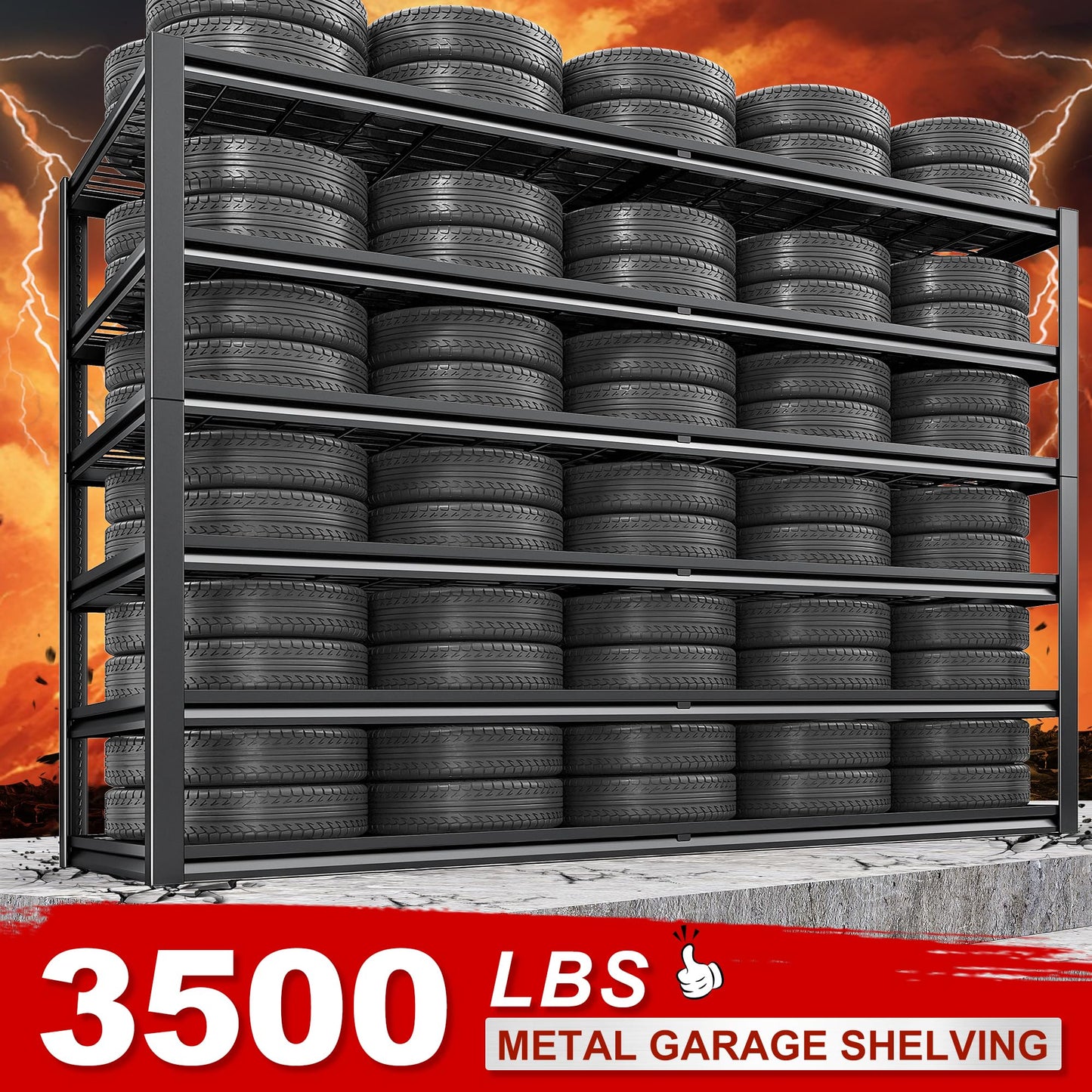 REIBII 3500LBS Garage Shelving, Adjustable Storage Shelves Heavy Duty, 6 Tier Heavy Duty Shelving, Metal Shelving Unit for Warehouse, Basement, Industrial, 55" W x 26" D x 84" H, Black, 3 Pack