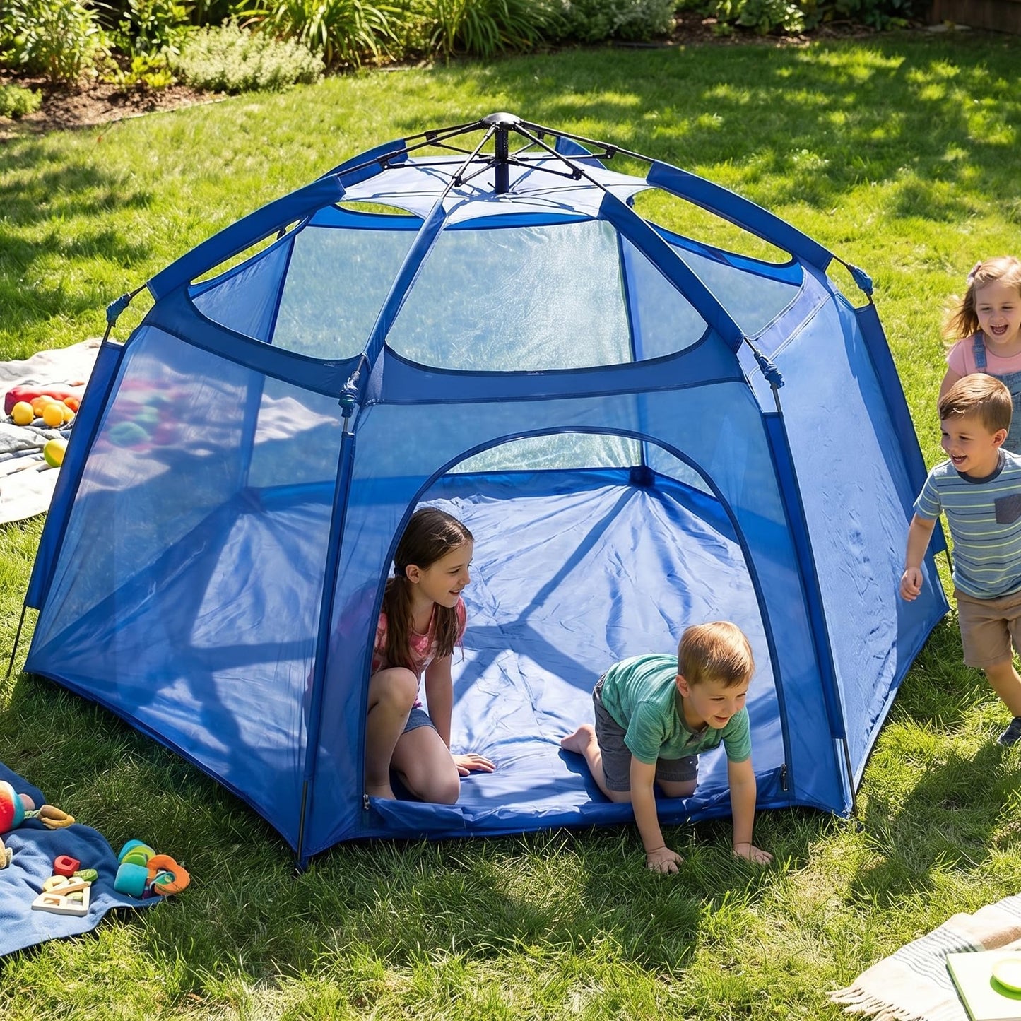 Alvantor® Baby Playpen Pop Up Play Yard 84"x84"x44”Large Mesh Kids Toddler Play Pen Indoor & Outdoor Safe Space Foldable Lightweight Mosquito Playpen Canopy for Infants Toddlers Pets, Navy