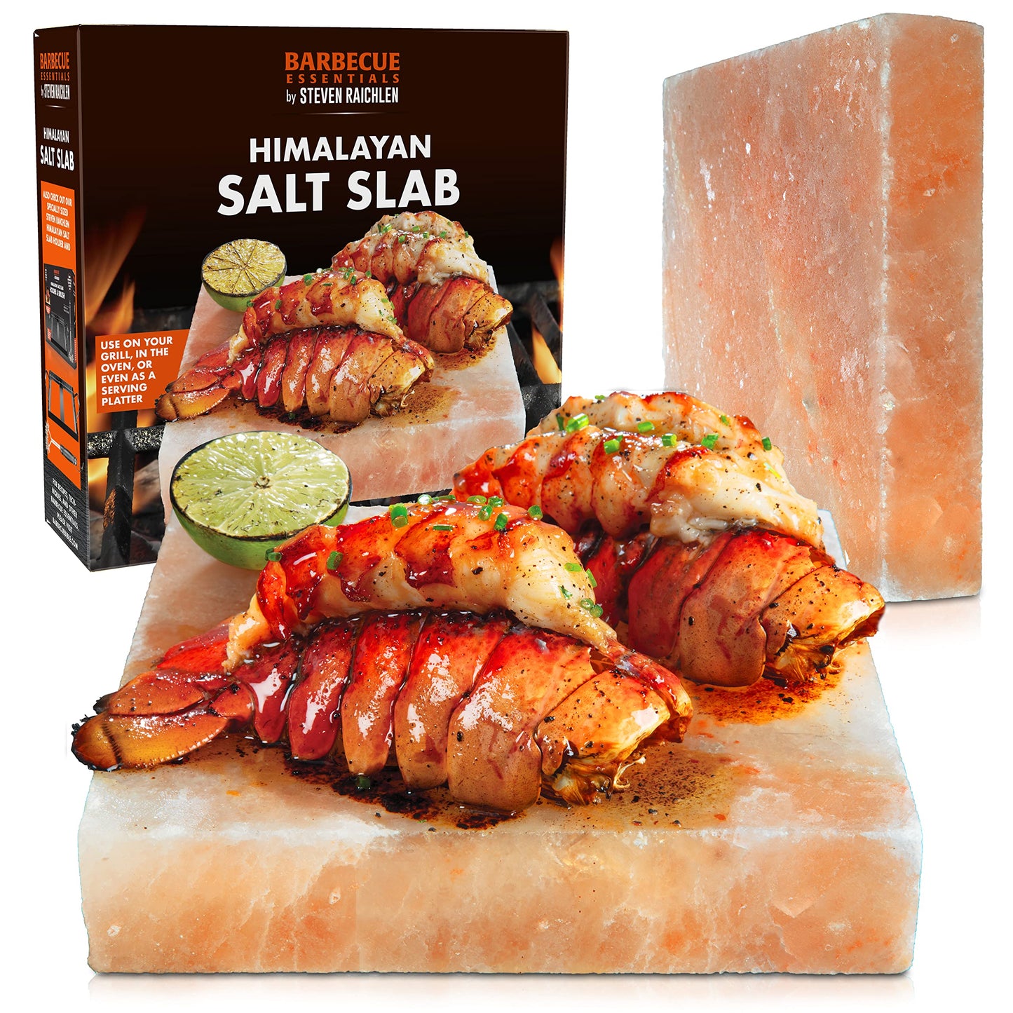 Himalayan Salt Block for Grilling and Cooking – 8"x8"x1.5" BBQ Grill Slab by Steven Raichlen – Natural Salt Plate for Meat, Seafood, Vegetables – Retains Heat & Adds Flavor – Gift for Grillers