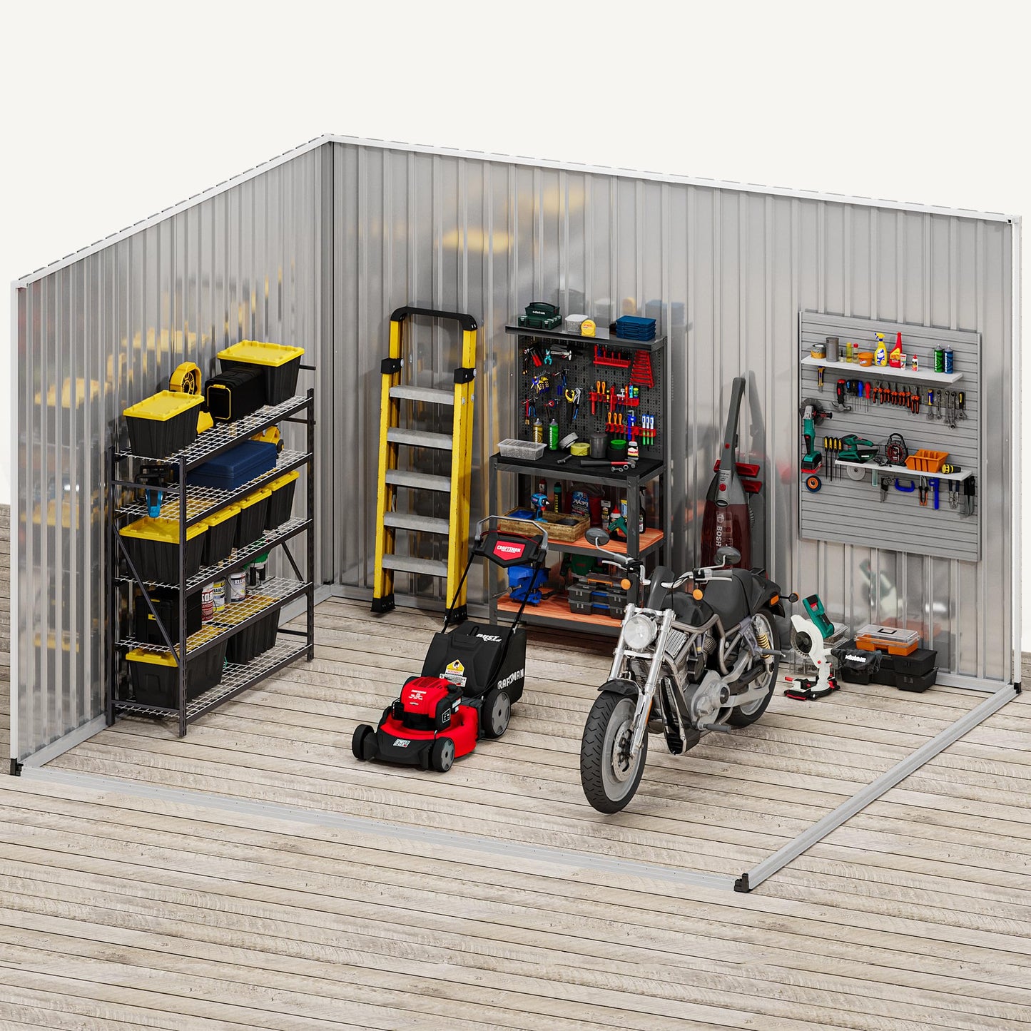 DWVO 10x8ft Large Tool Storage Shed with Window, Lockable Doors, and Sloped Roof, Oversized Steel Outdoor Storage Shed for Garden, Patio, Garage, Backyard, Lawn - Dark Gray