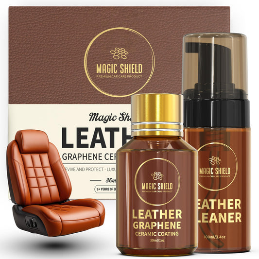 Magic Shield Graphene Leather Care Coating- Lasts 5 Years+ in Real World - Advance SiO2 Protection, UV & Water Resistant, Perfect for Cars, Motorcycles, Marine, RVs, Furniture and Shoes