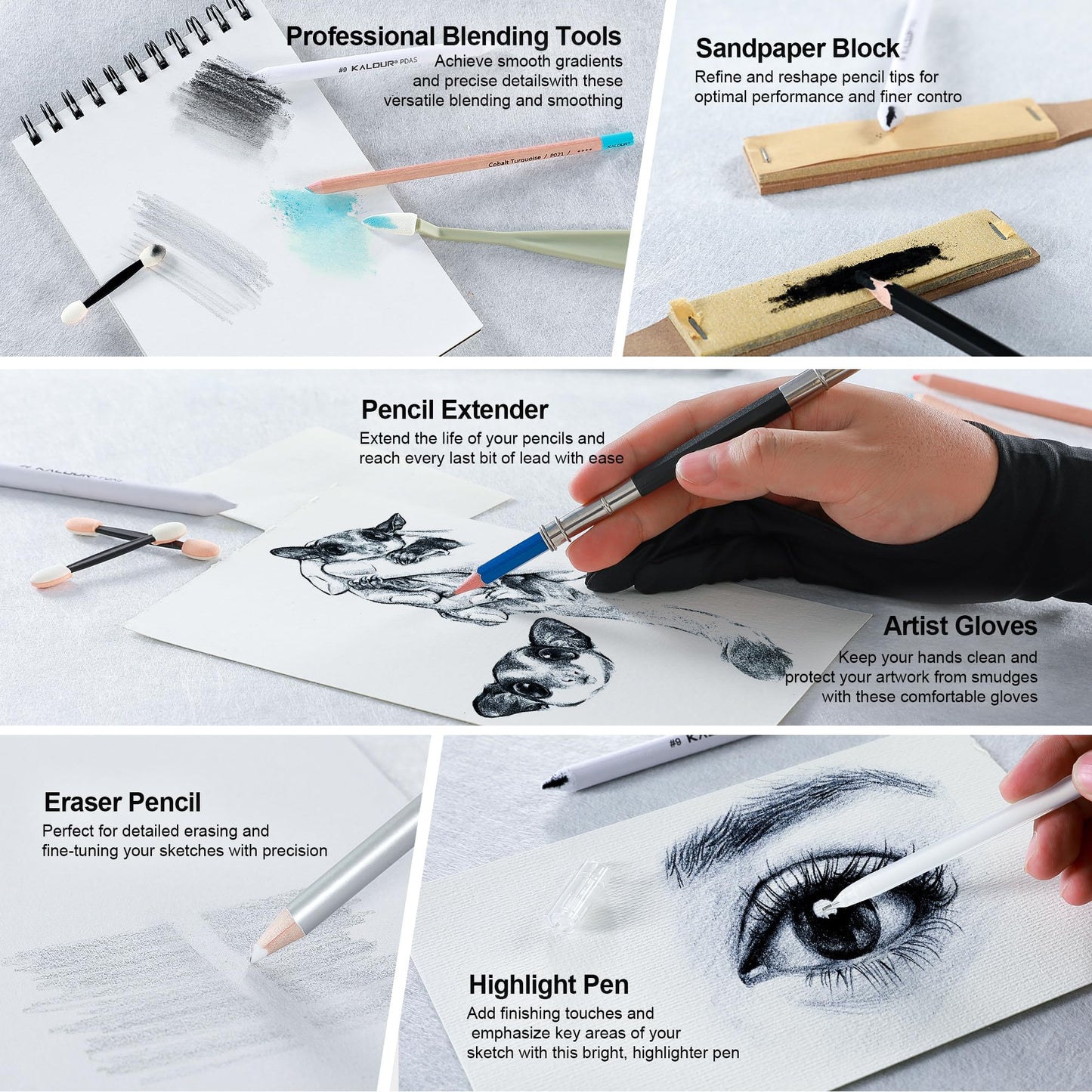 KALOUR 95-Piece Sketching and Drawing Art Set with 3-color Sketch Book and Pastel Paper – Graphite, Charcoal, and Pastel Pencils – Complete Artist Kit for Beginners and Professionals