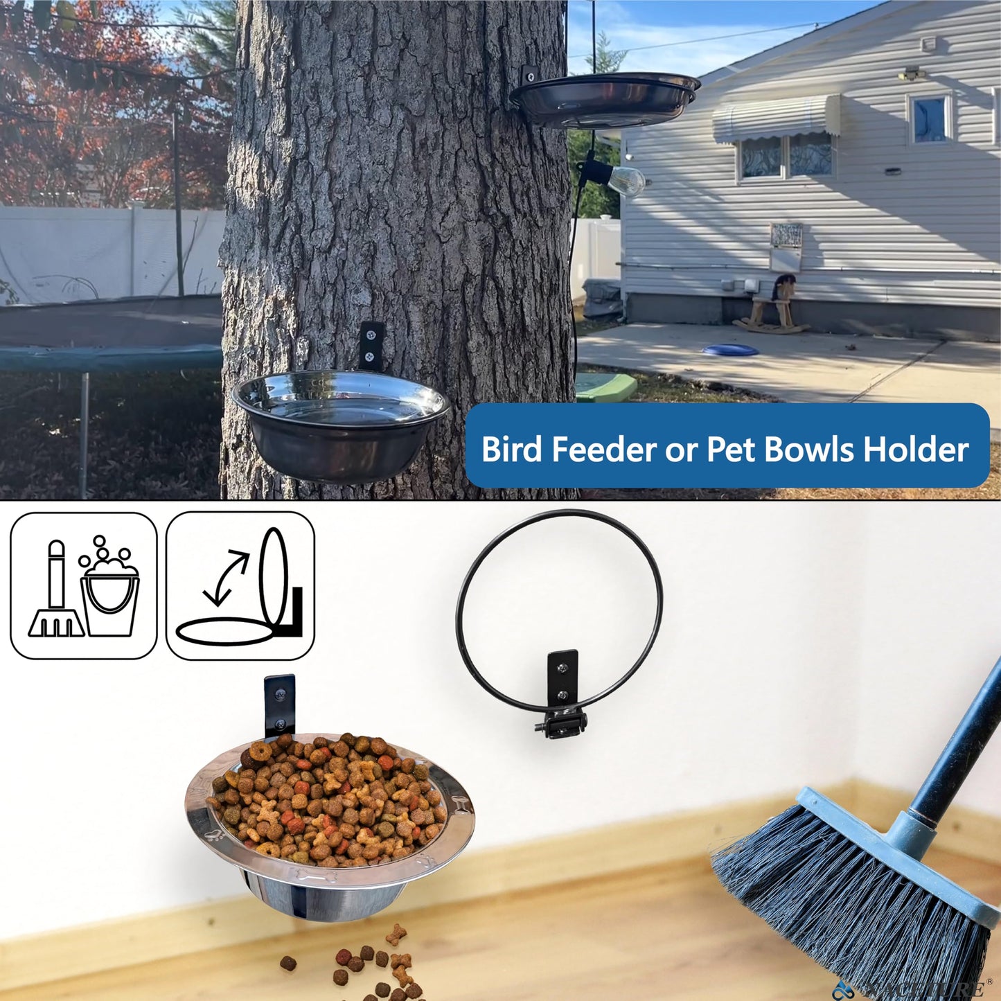 NACETURE Flower Pot Holder Ring for Wall Mount Foldable – Heavy Duty Round Metal Planter Hooks Hangers - Fence Pot Plant Holders Hanging Bracket for Outdoor Indoor (6 Inch 3 Pack)