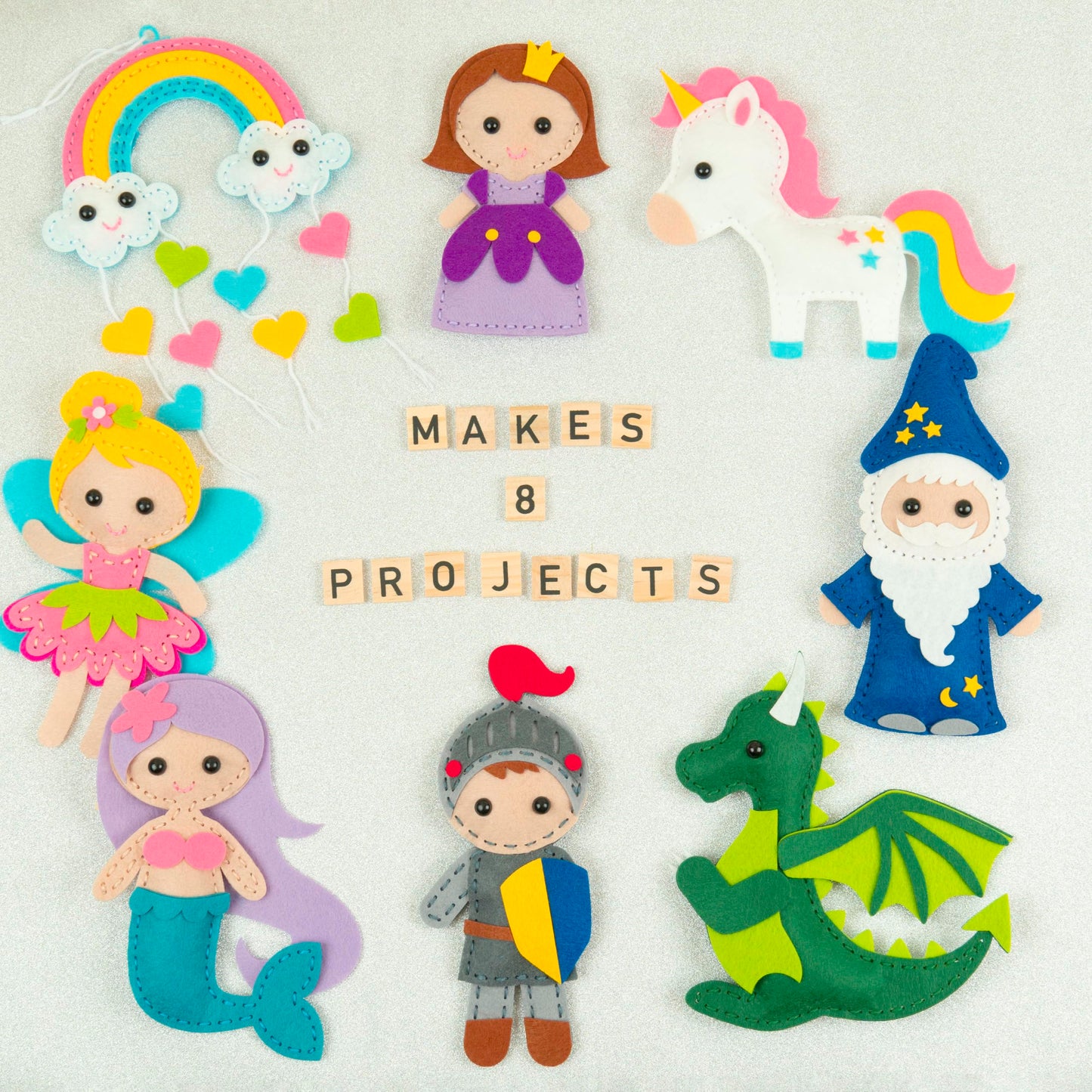 Craftorama Sewing Kit for Kids, Fun and Educational Fairytale Craft Set for Boys and Girls Age 7-12, Sew Your Own Felt Animals Craft Kit for Beginners, 165 Piece Set