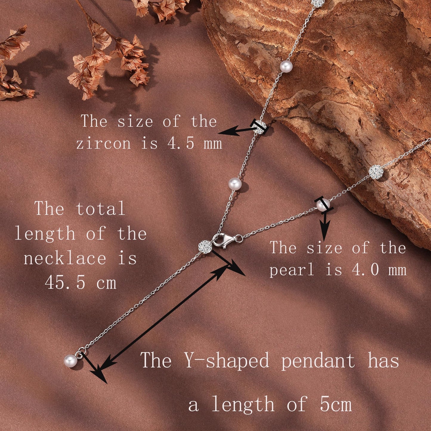 UTISUVIKO Lariat Necklace for Women,Dainty Long 14K Gold Plated Y-Shaped Pearl Necklace 925 Sterling Silver Cubic Zirconia Crystal Ball Sparkle Necklace for Mother Daughter Bride Wedding Jewelry