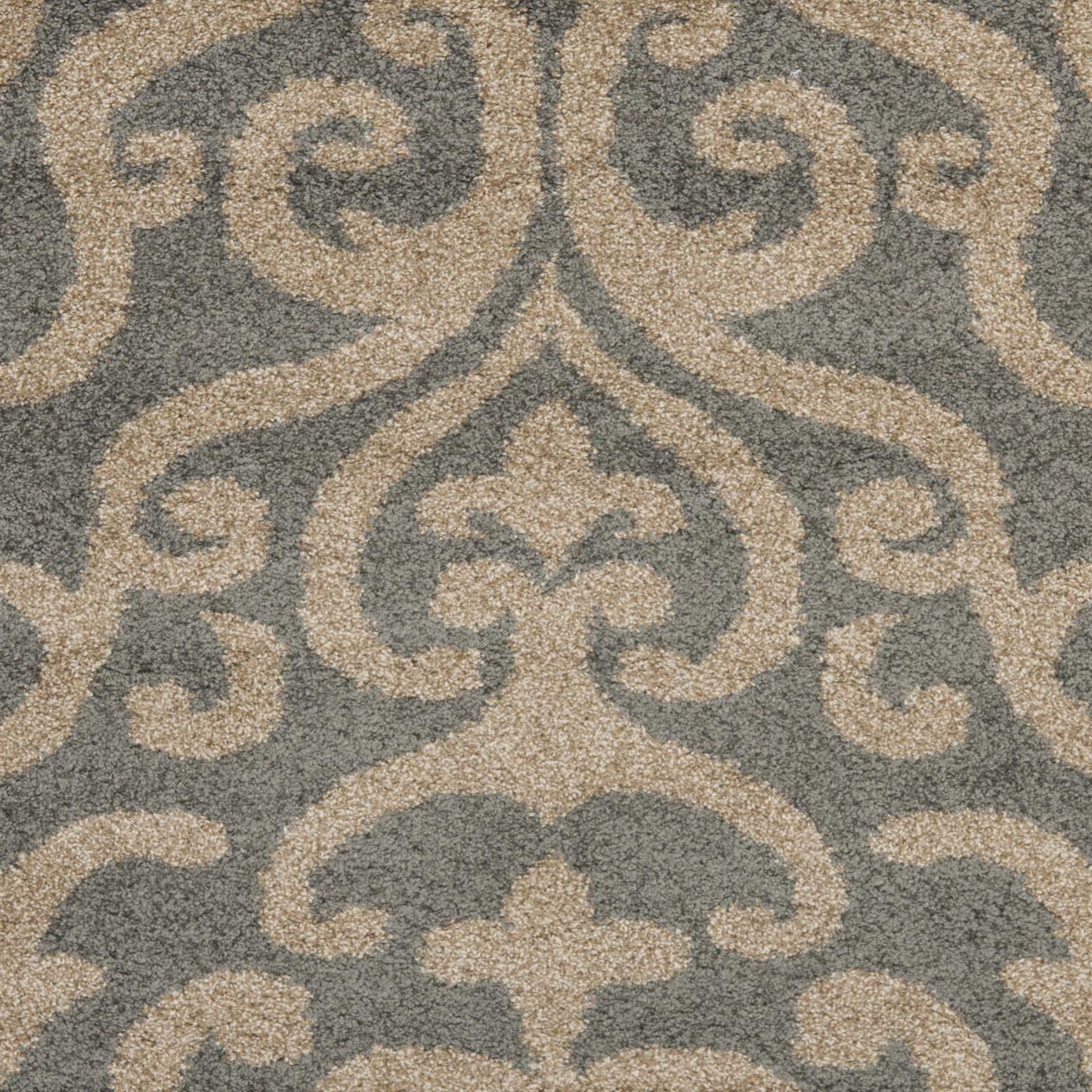 SAFAVIEH Florida Shag Collection Area Rug - 5'3" x 7'6", Grey & Beige, Damask Design, Non-Shedding & Easy Care, 1.2-inch Thick Ideal for High Traffic Areas in Living Room, Bedroom (SG462-8013)