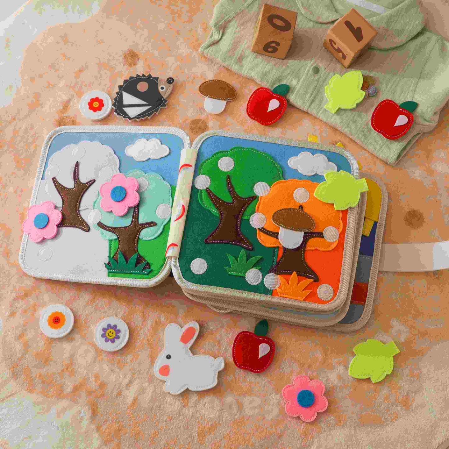 GOODMOM Busy Book for Toddlers Age 1-3 - Interactive Quiet Felt Activity Book with Hide-and-Seek Tiger, Travel Toys for Kids, Learning Toys, Fine Motor Skills,