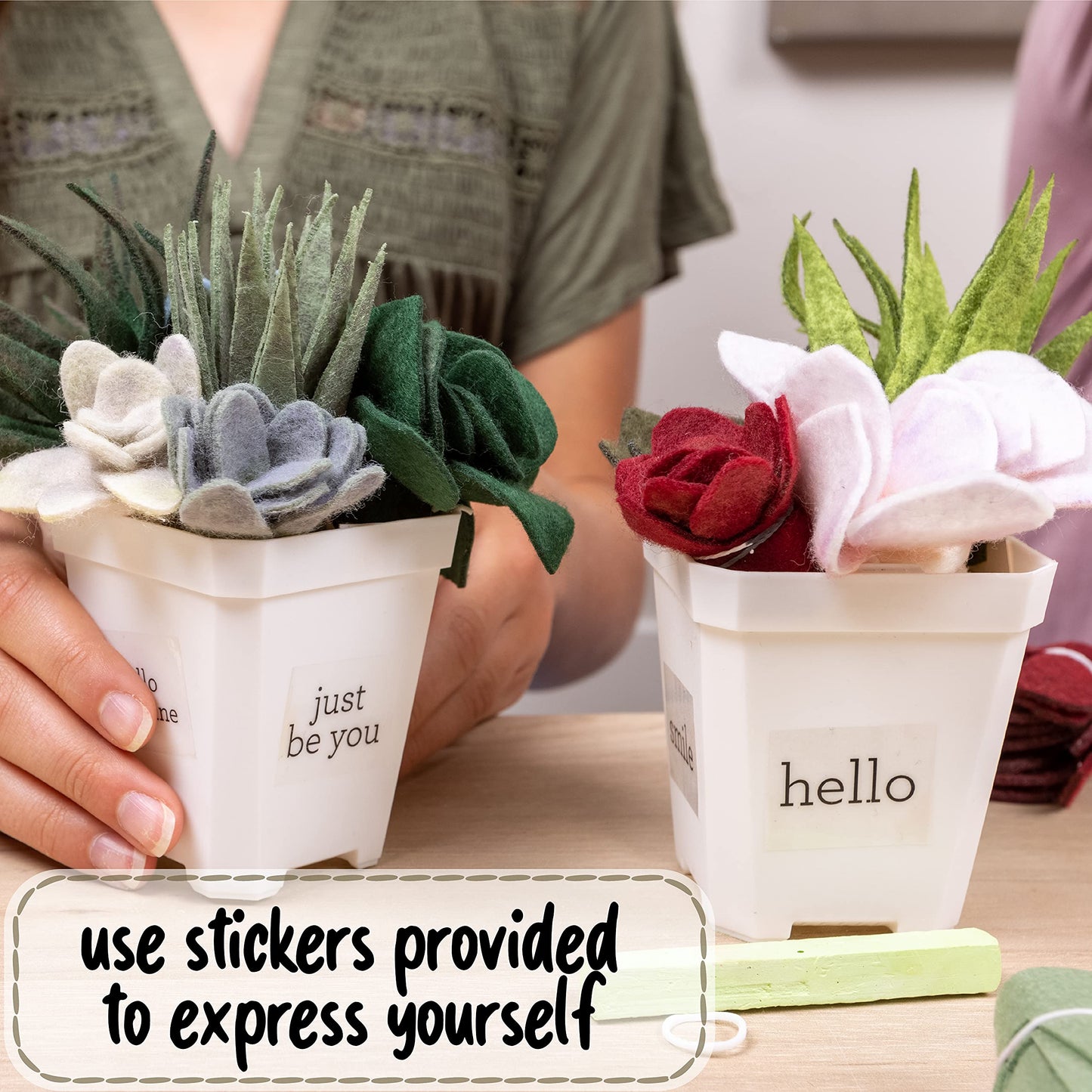 Hapinest DIY Potted Felt Succulents Craft Kit for Adults Women Teens and Seniors, Arts & Crafts for Ages 6 Years and Up