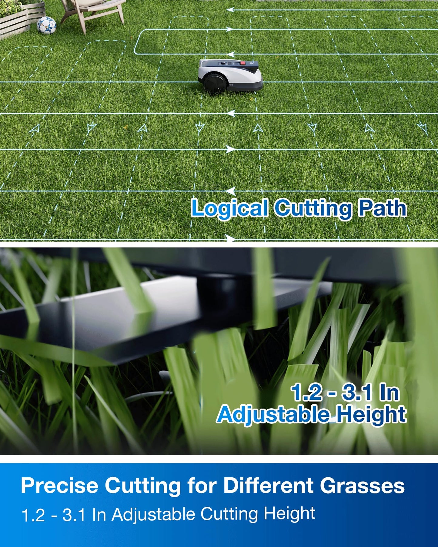 ECOVACS Goat O1000 RTK Robot Lawn Mower, 8.66" Cutting Width, Wire-Free Vision for 1/4 Acre Lawn, Automated Mapping, APP Control, 3D Obstacle Avoidance, Zero-Edge Cutting