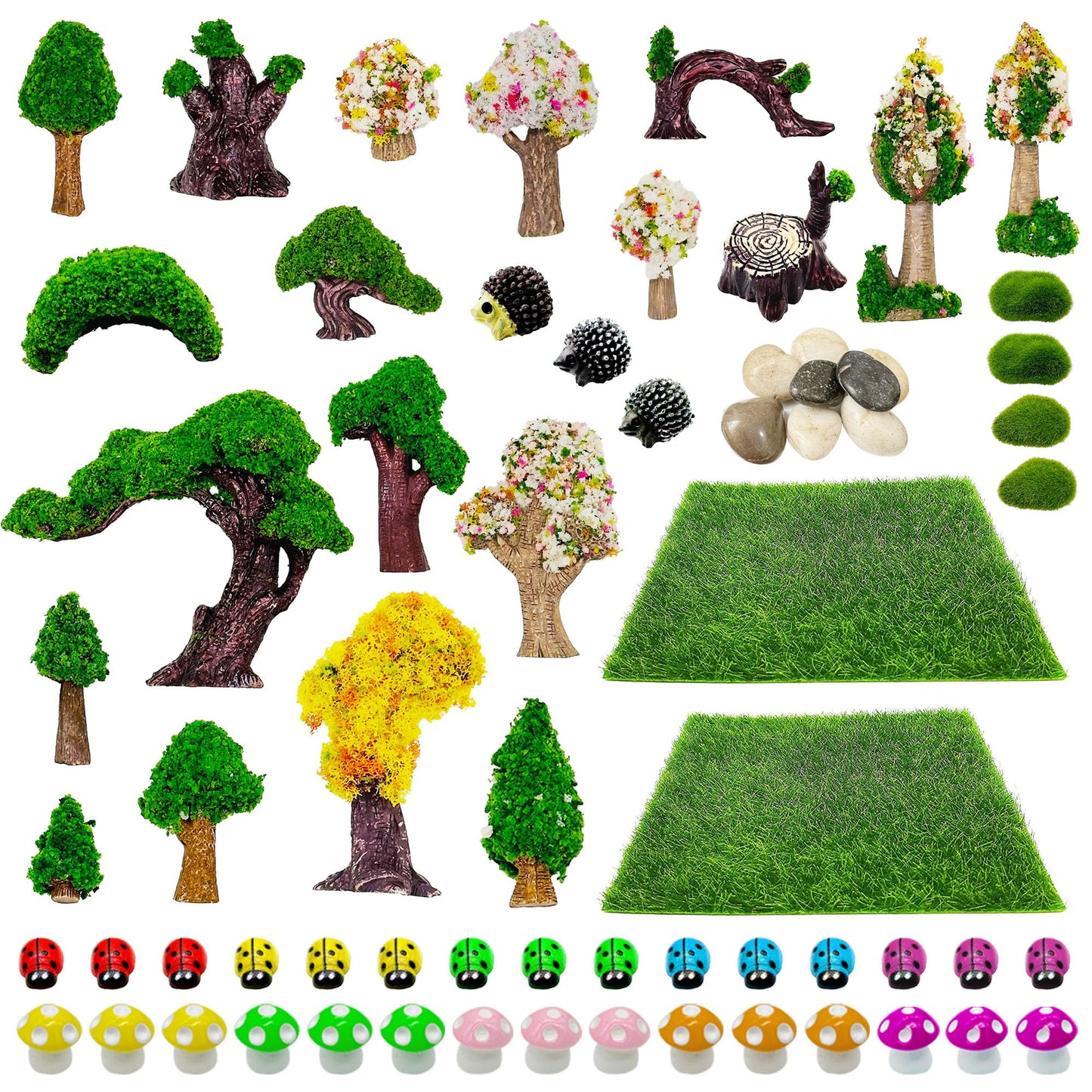Woohome 66 PCS Miniatures Fairy Garden Accessories Outdoor, Mini Garden Kit, Micro Landscape Miniature Figurines for DIY Micro Landscape Ornaments