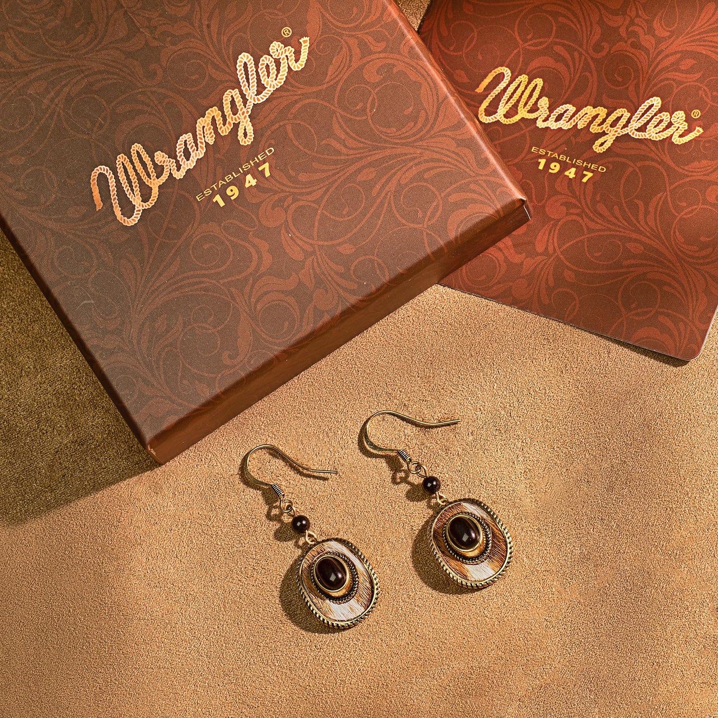 Wrangler Western TearDrop Dangle Earrings for Women Country Statement Genuine Horsehair Turquoise Vintage Cowgirl Cowboy Jewelry (Gold-Black A)
