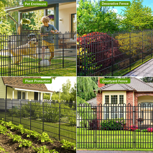 10 Panels No Dig Decorative Garden Fence for Yard, 32 in(H) X 23.6 ft(L) Animal Barrier Fencing for Outdoor Dog, Metal Portable Garden Fences for Borders, Pets, Landscape, Temporary Fence