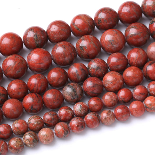 48PCS 8MM Natural Red Seasame Jasper Stone Beads Energy Healing Beads for DIY Jewelry Bracelet Necklace Making for Jewelry Making 15Inch