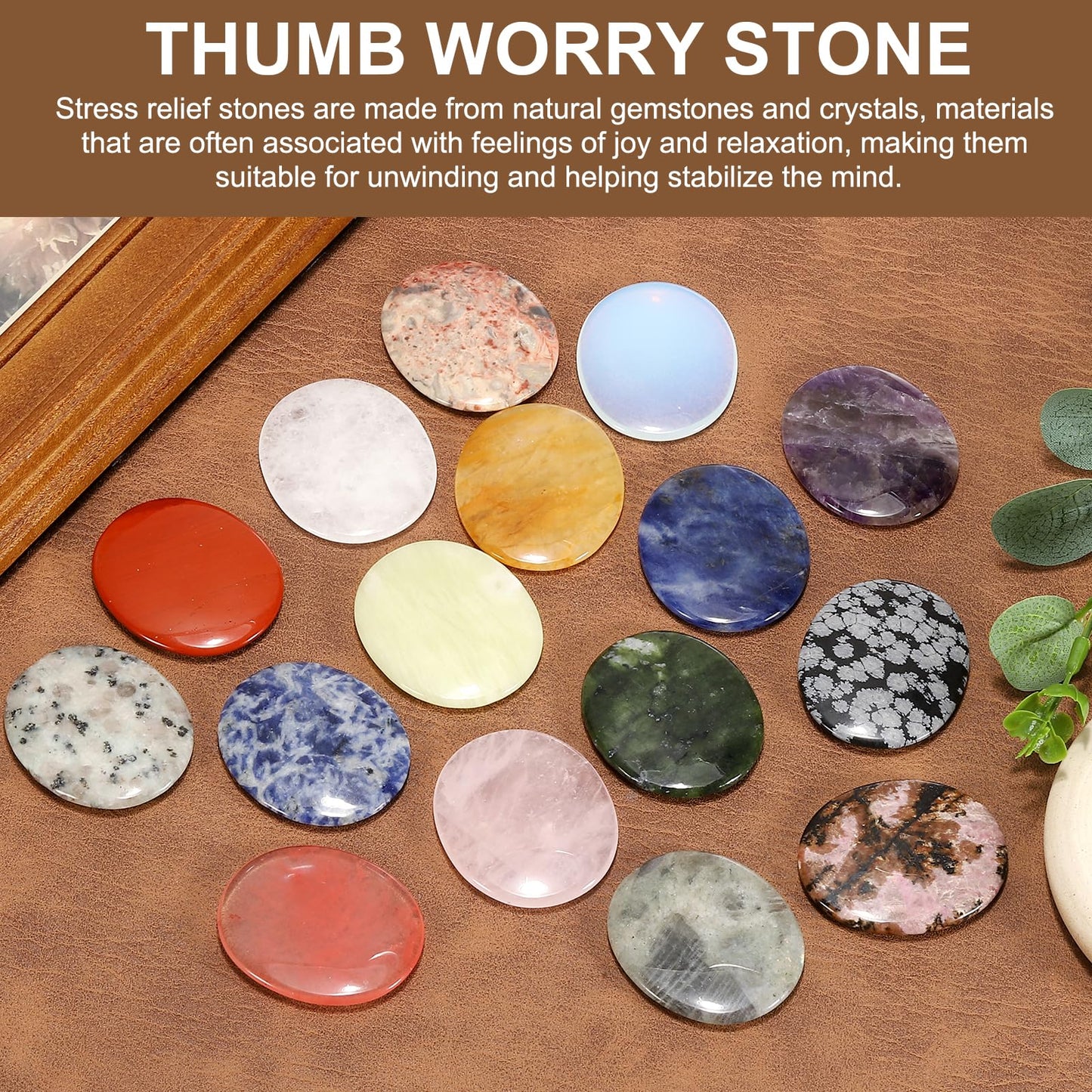 MECCANIXITY 2 Pcs Thumb Worry Stone for Anxiety, Tianshan Blue Stone Relief Crystals Hand Thumb Stones Pocket Gems Natural Polished for Yoga Meditation Relief