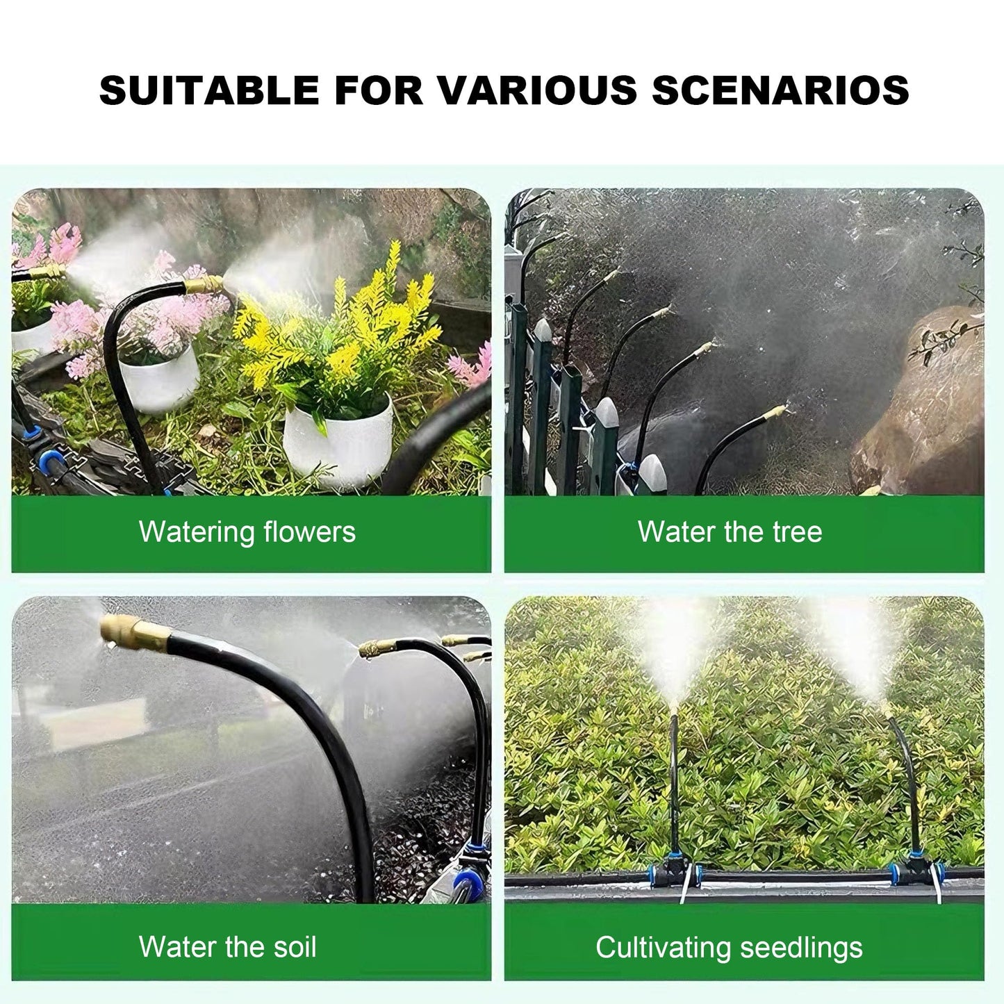 Drip Irrigation System, 2026-Upgrade 50Ft 1/4"Watering Kit with 15 360° Adjustable Copper Nozzles & 3/4" Copper Connector, DIY for Garden, Greenhouse, Pots, Raised Beds & Yard