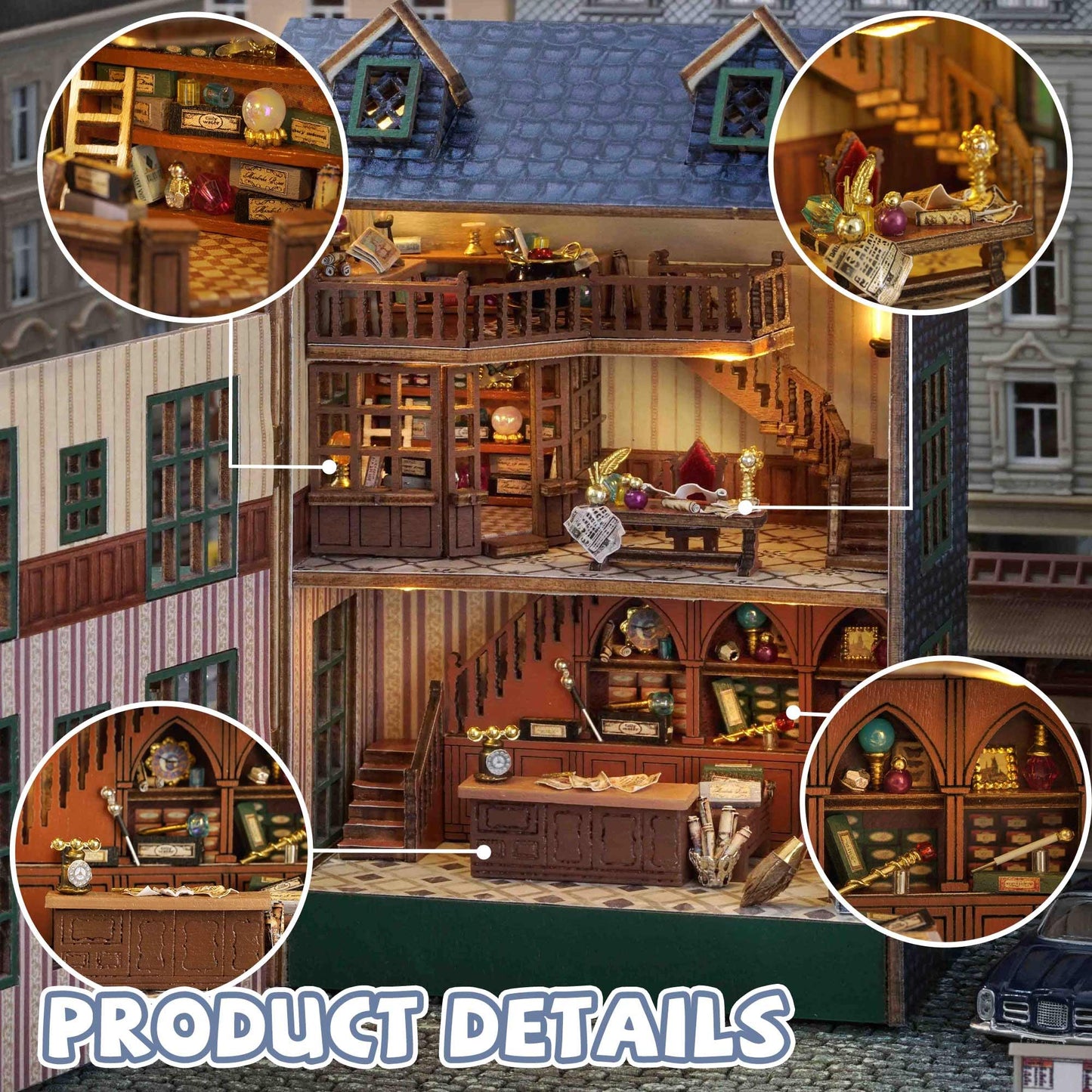 Kisoy DIY Miniature House Kit, Tiny House Building Kit with Furniture and LED Light for Adults and Teens, DIY Mini House Craft Kit, Decorations/Gifts for Family and Friends(Magic Shop)