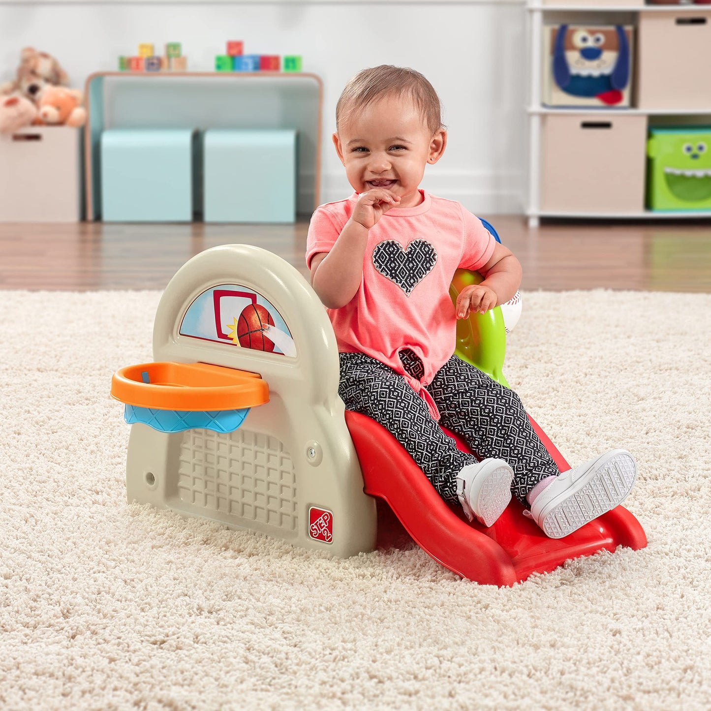 Step2 Sports-Tastic Activity Center, Toddler Sports Playset, Indoor/Outdoor Slide, Play Gym Includes Bat & Balls, Made of Durable Plastic, For Toddlers 1+ Years Old