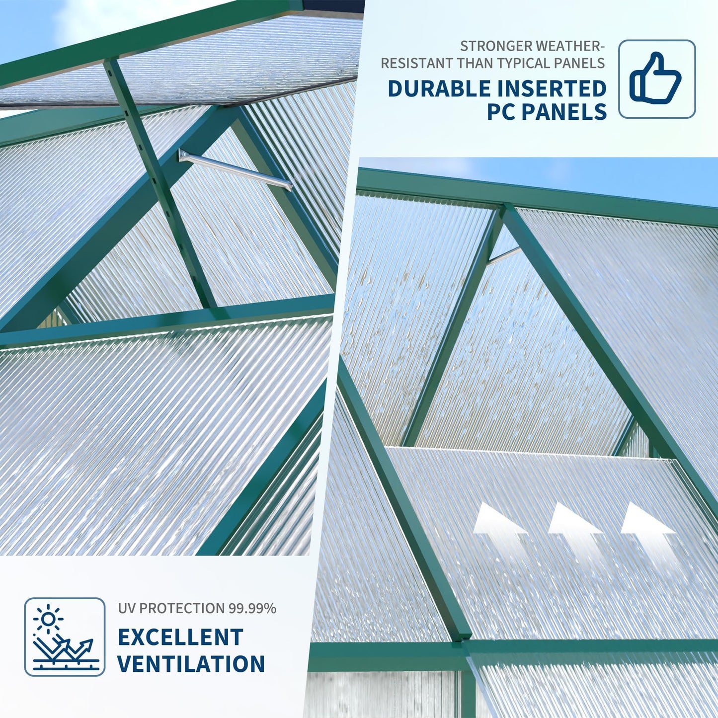 ActiveTrail Heavy Duty 6x4FT Polycarbonate Greenhouse for Outdoors – Reinforced Aluminum Frame, UV Protection, Roof Vent, Double Doors – Small Walk-in Garden Green House for All-Season Growing