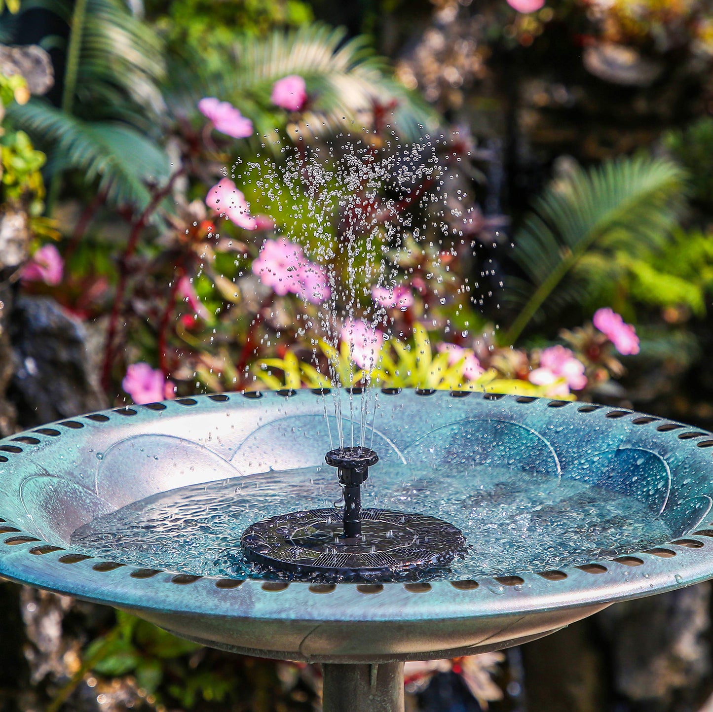 AISITIN Solar Bird Bath Fountain with 6 Nozzles, Solar Powered Floating Water Fountain Pump for Bird Bath, Pond, Pool, Garden, Fish Tank and Outdoor