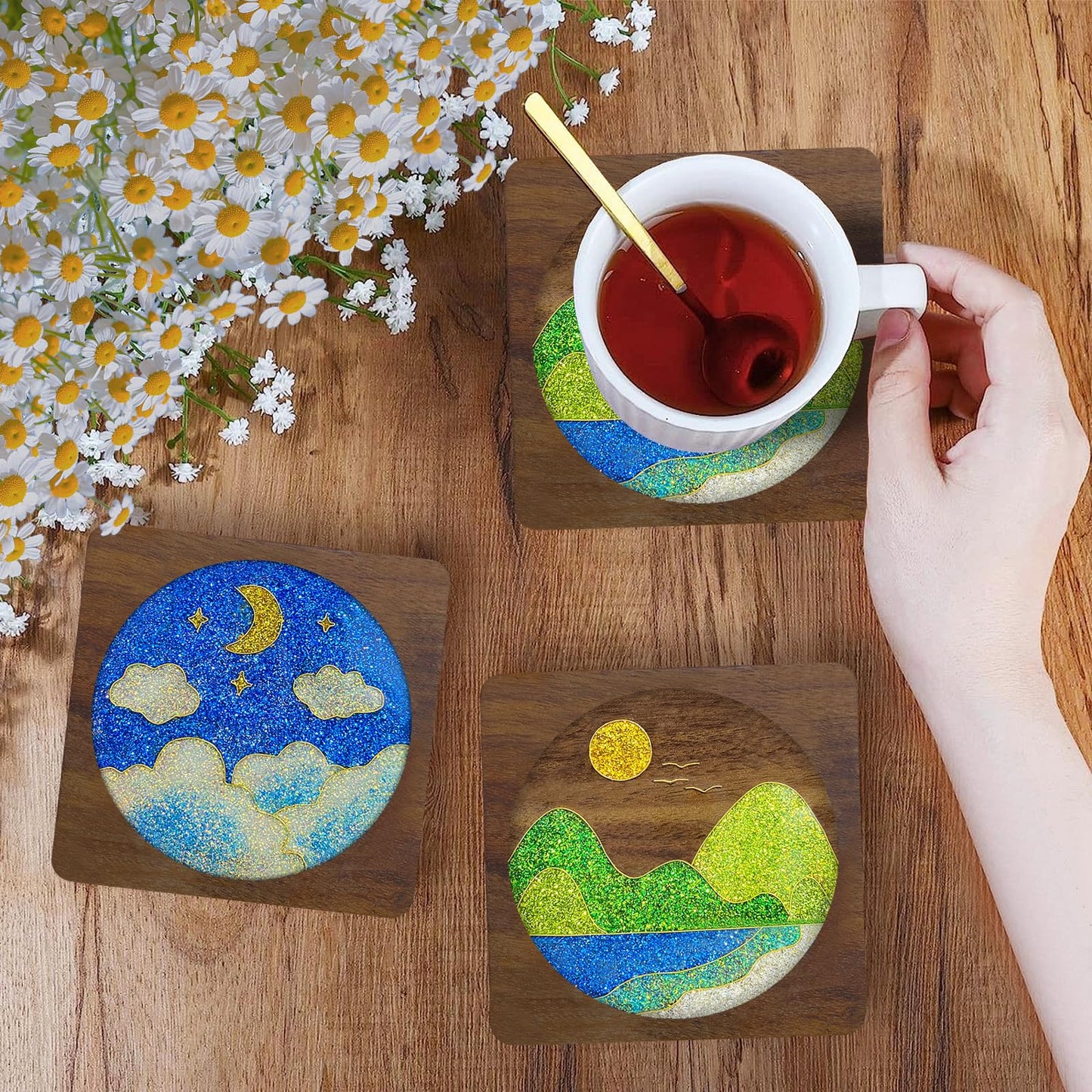 Filigree Enamel Art Painting Crafts Starter Kit, DIY Enamel Craft Making Resin Crafts Coasters Kits, DIY Art Project Craft Kits for Adults Seniors Teens, Hobby Kits for Women, Handmade Home Decor Gift