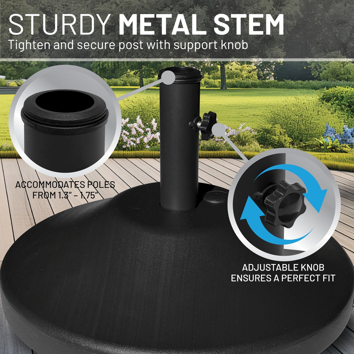 US Weight 30 Pound Umbrella Base - Weighted Umbrella Base for Use with Patio Table – Heavy Duty Base- Made in The USA