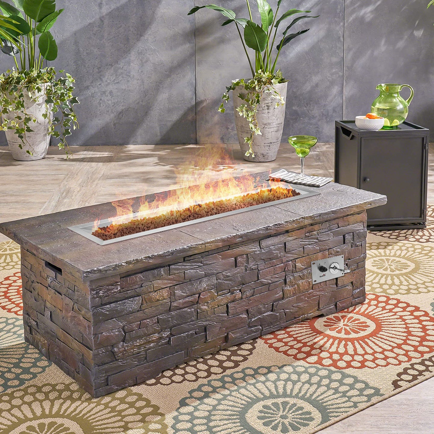 Stanbroil 36 x 6 Inch Linear Drop-in Natural Gas Fire Pit with Spark Ignition, 304 Stainless Steel Fire Pit Burner Insert for DIY Fire Table Backyard, 65,000 BTU'S Max