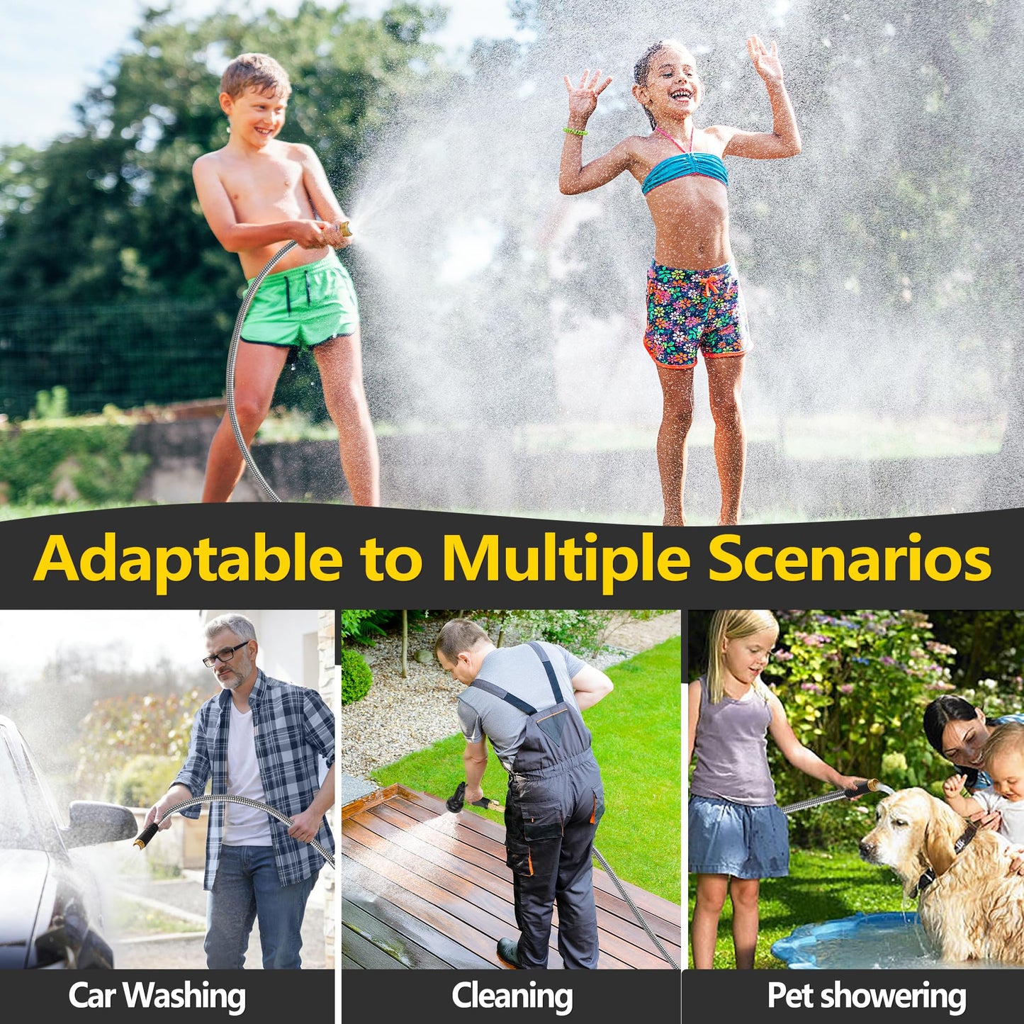 150 ft Stainless Steel Garden Hose - 2026 New Upgraded Metal Water hose - Flexible Water Hoses Pipes with Latex Core, 3/4" Solid Brass Connector - No-Expandable Watering Garden Hoses