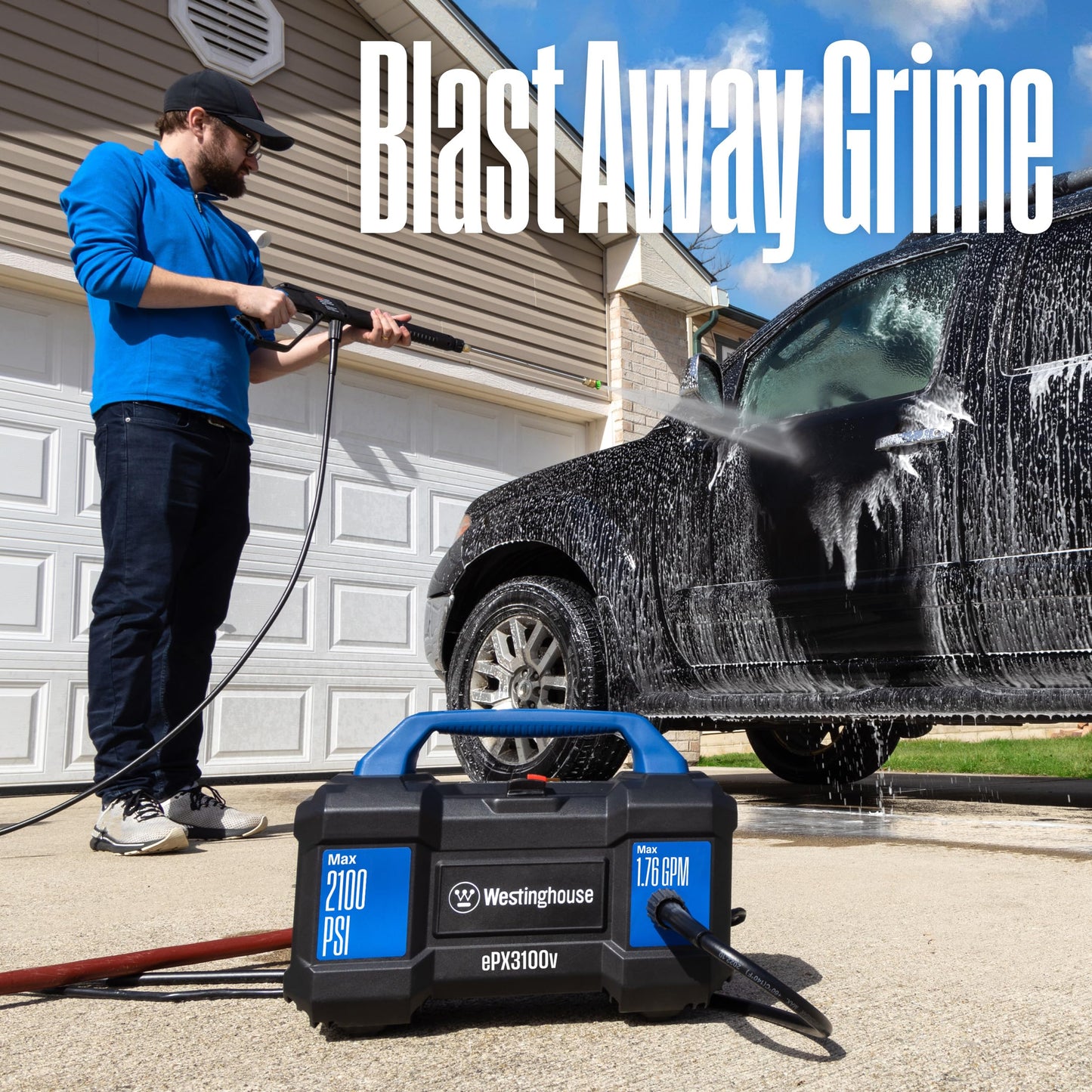 Westinghouse ePX3100v Electric Pressure Washer, 2100 Max PSI 1.76 Max GPM, Built-in Carry Handle & Pressure Washer 6-in-1 Nozzle Attachment - 3600 Max PSI
