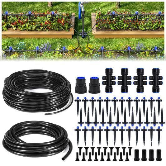 HIRALIY 220FT Garden Watering System, Drip Irrigation Kits for Plants, New Quick Connector, Blank Distribution Tubing, Saving Water Automatic Irrigation Equipment for Patio Lawn