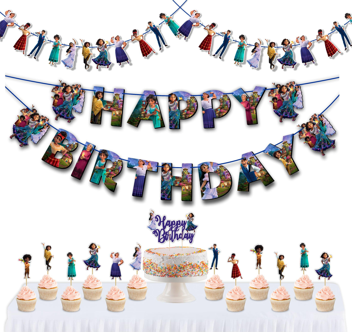 Encato Theme Birthday Party Supplies Set – Magical Inspired Decorations – Includes Banner, Cake Toppers, Tableware & More – Encato Party Décor Kit for Birthday, Baby Shower, or Family Celebrations