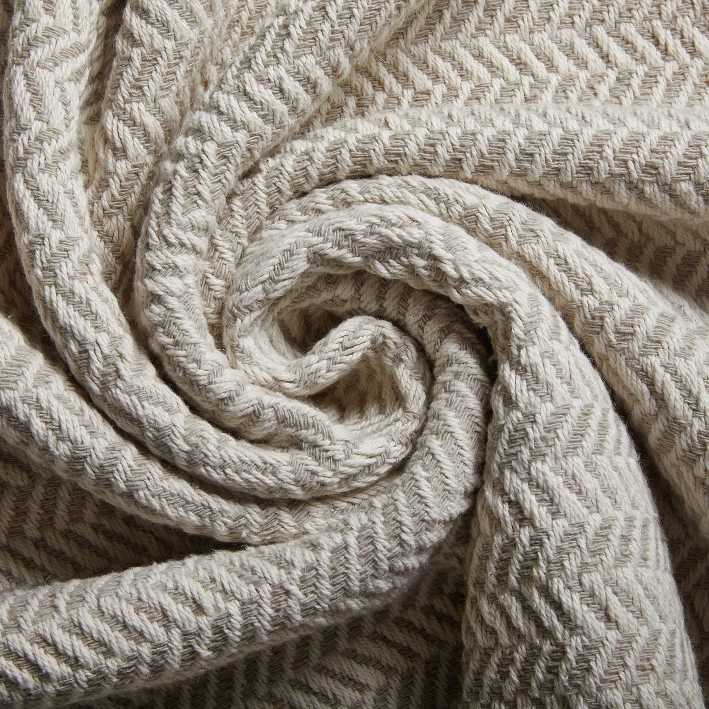 Americanflat 50x60 Throw Blanket - Soft and Breathable Cotton Throw Blanket for Couch, Bed, Chair - Decorative Blankets Perfect for Home, Office, or Outdoor Use - Cream and Beige Zig Zag Design