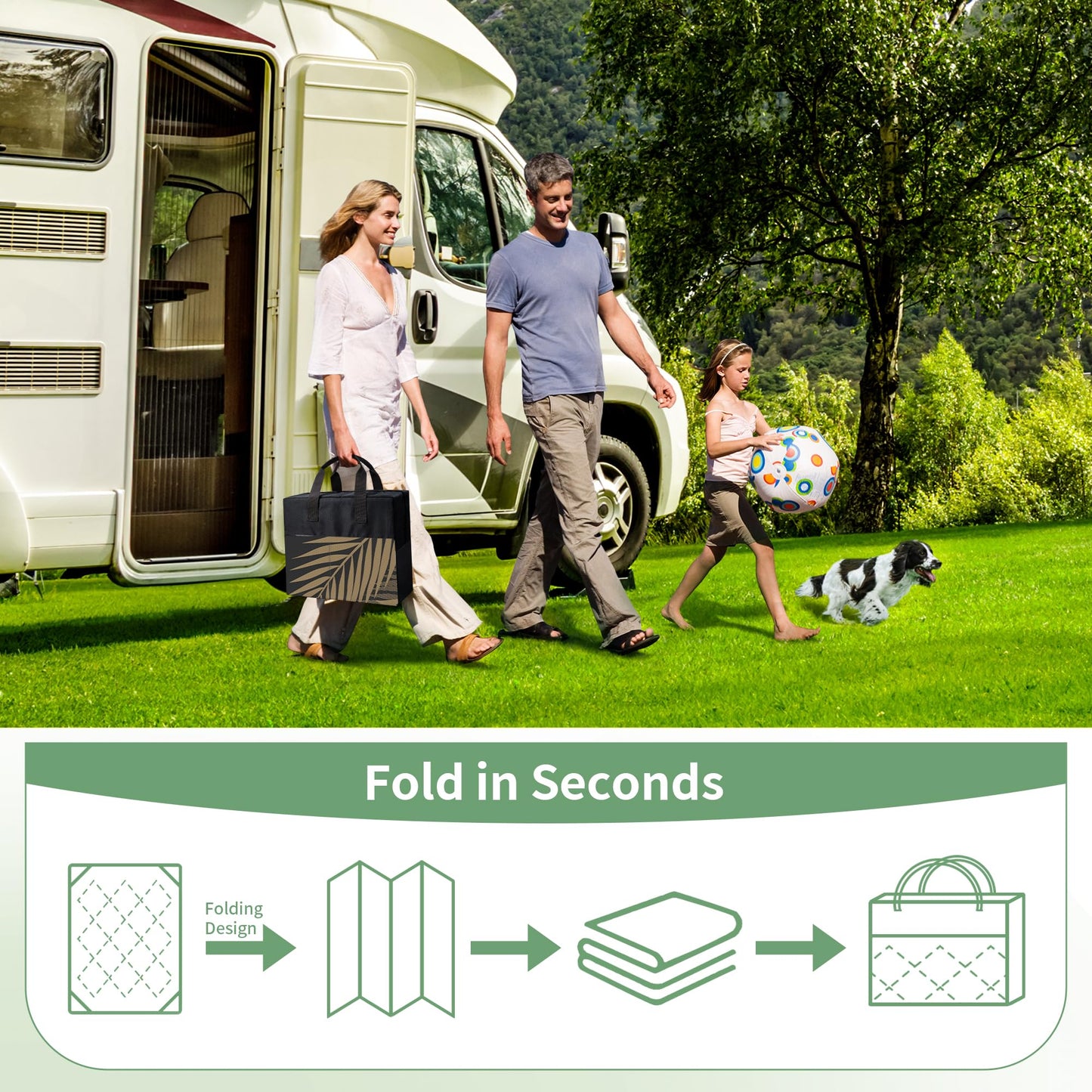 GENIMO Outdoor Rug 10' x 20' Waterproof for Patios Clearance, Reversible Outdoor Plastic Straw Camping Rug Carpet, Large Area Rugs Mats for RV, Camper, Deck, Balcony, Porch, Beach, Picnic, Black&Brown