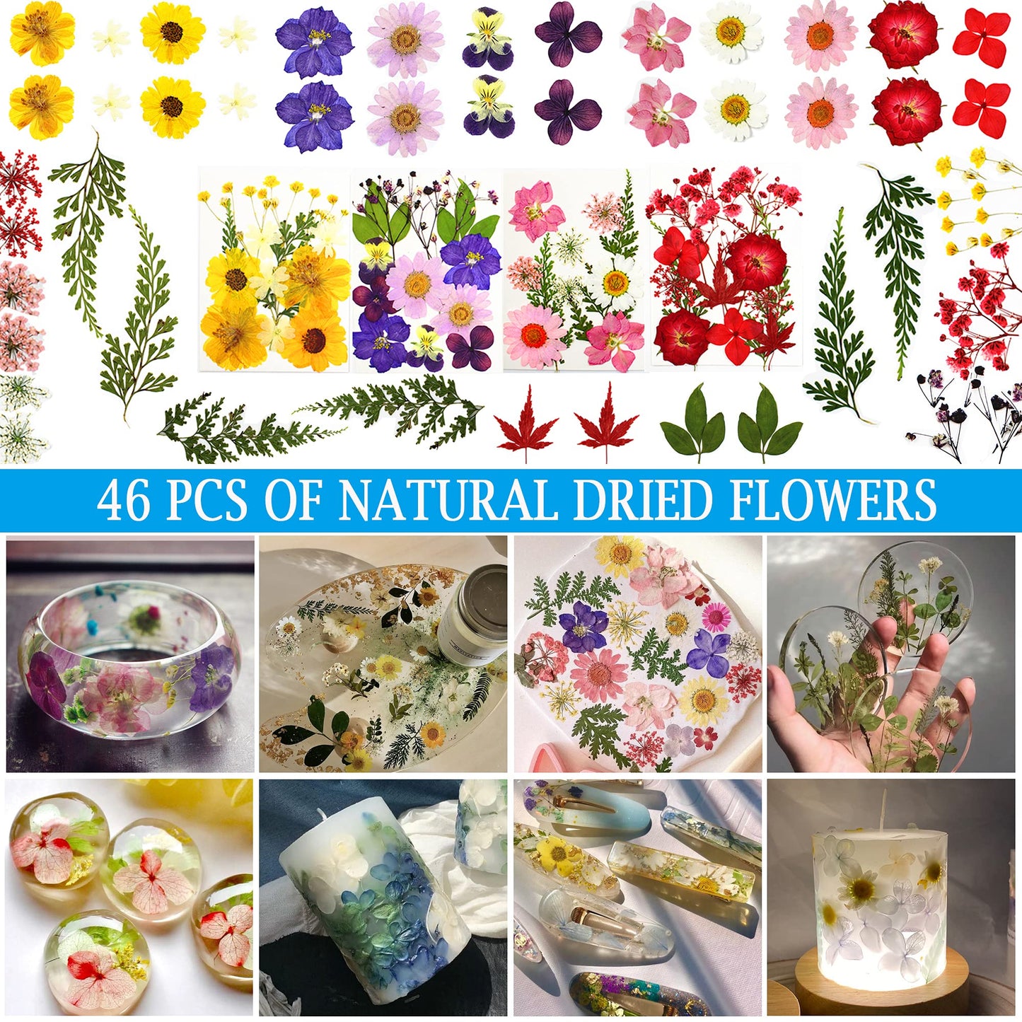 Myzzxt Resin Decoration Accessories Kit,Supplies Kit for Beginner,with Dried Flowers,Butterfly Stickers,Mica Powder and Fillers,Measuring Cups Tool Kit,for Resin Jewelry Making