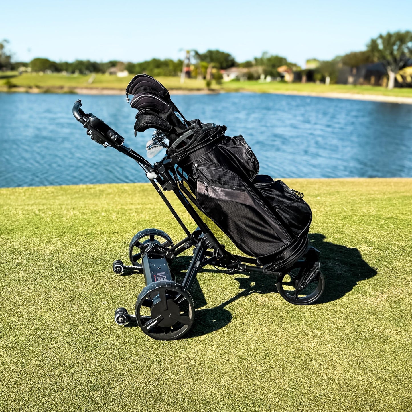 Alphard Golf Electric Caddy Bundle: Club Booster V2Pro + Omni Cart - Complete Remote-Controlled Electric Caddy Bundle - 6-Axis Gyroscope, Downhill Speed Control, Parking Brake, Wheelie Bars (Pro)