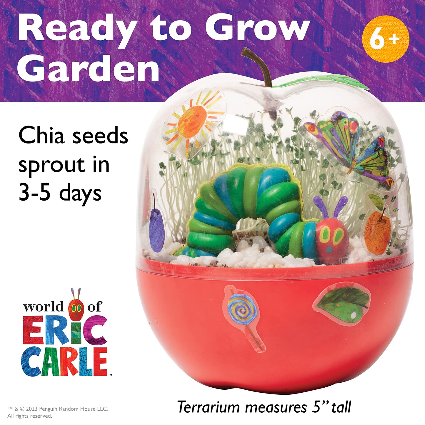 Creativity for Kids The Very Hungry Caterpillar: Ready to Grow Garden - Spring Crafts | Science Terrarium Kit Inspired from The World of Eric Carle Books, Education Gifts for Kids (Ages 6+)