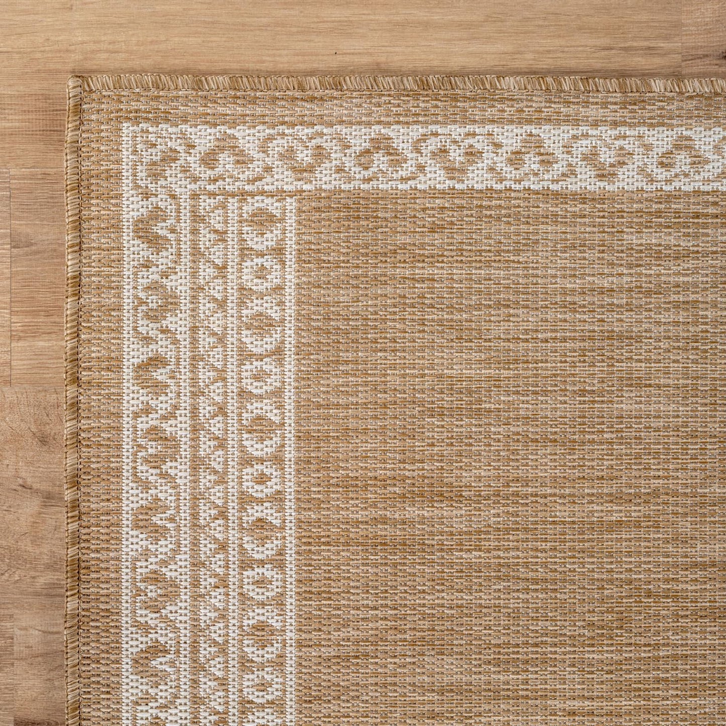 Washable Outdoor Rug 8x10 Modern Area Rugs Outdoor Carpets Bordered Pattern Non Shedding Waterproof Easy Clean Patio Deck Porch Living Room Bedroom Garden RV (8 X 10 Natural)