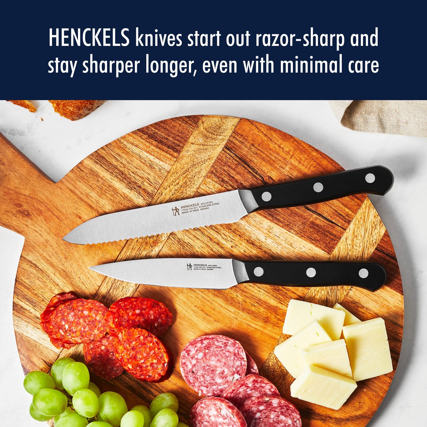 HENCKELS Solution Razor-Sharp 20-pc Knife Set, Chef Knife, Bread Knife, Steak Knife, German Engineered Informed by 100+ Years of Mastery