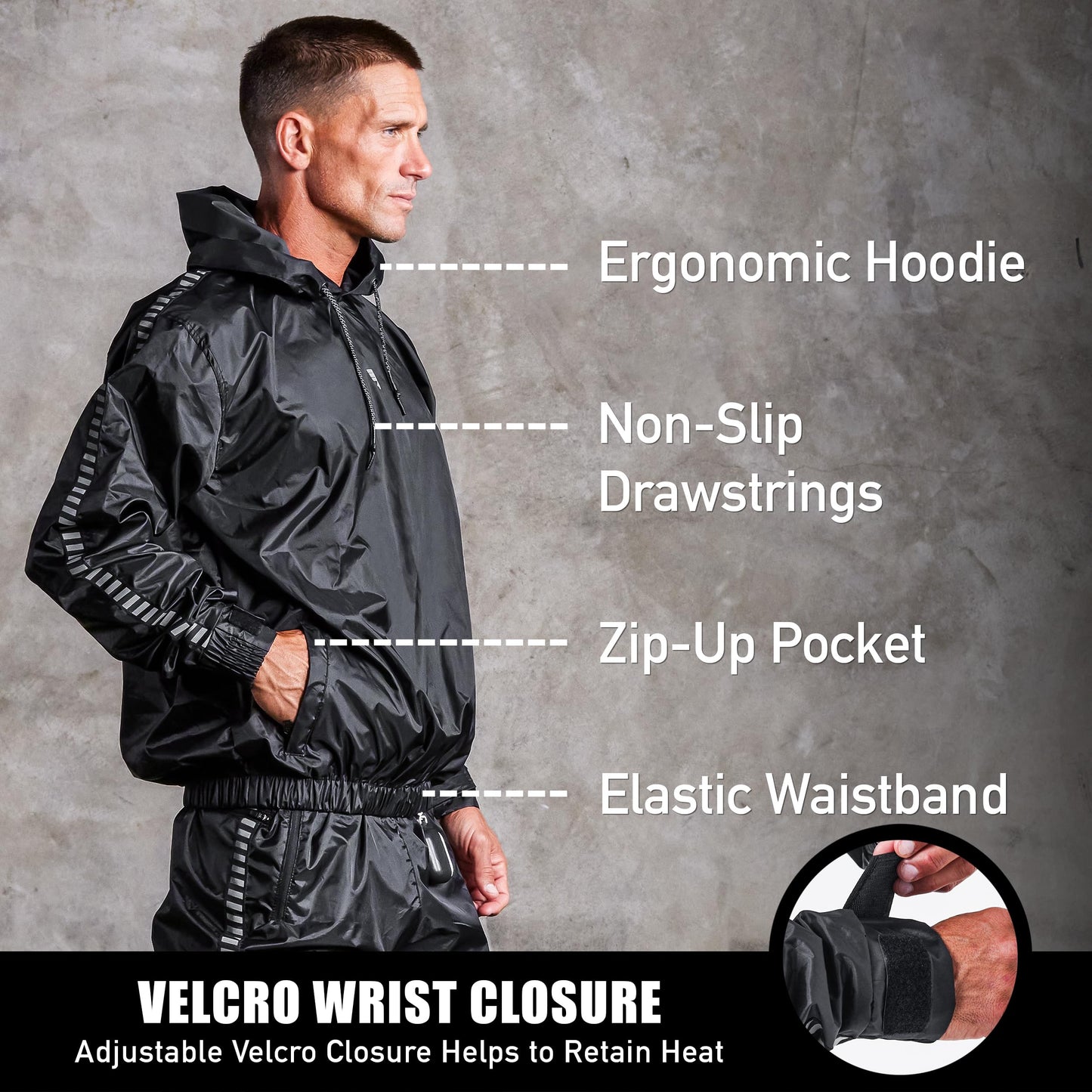 Elite Sports Sauna Suit for Weight Loss Men & Women Boxing MMA Wrestlers Gym Sweat Hoodie Sauna Suits Wrap Full Body Workout (Black, X-Large)