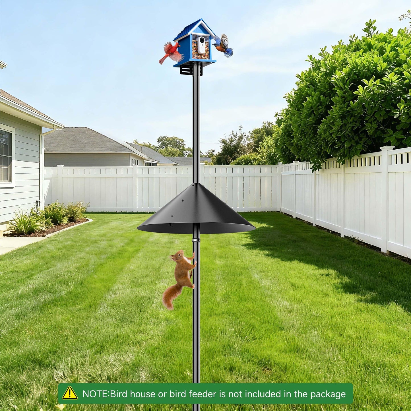 Uoveya Smart Bird Feeder Pole Stand with Proof Squirrel Baffle - Dia 1 Inch Bird House Pole 79", Feeding Station for Outdoors Heavy Duty, Compatible Post Mount