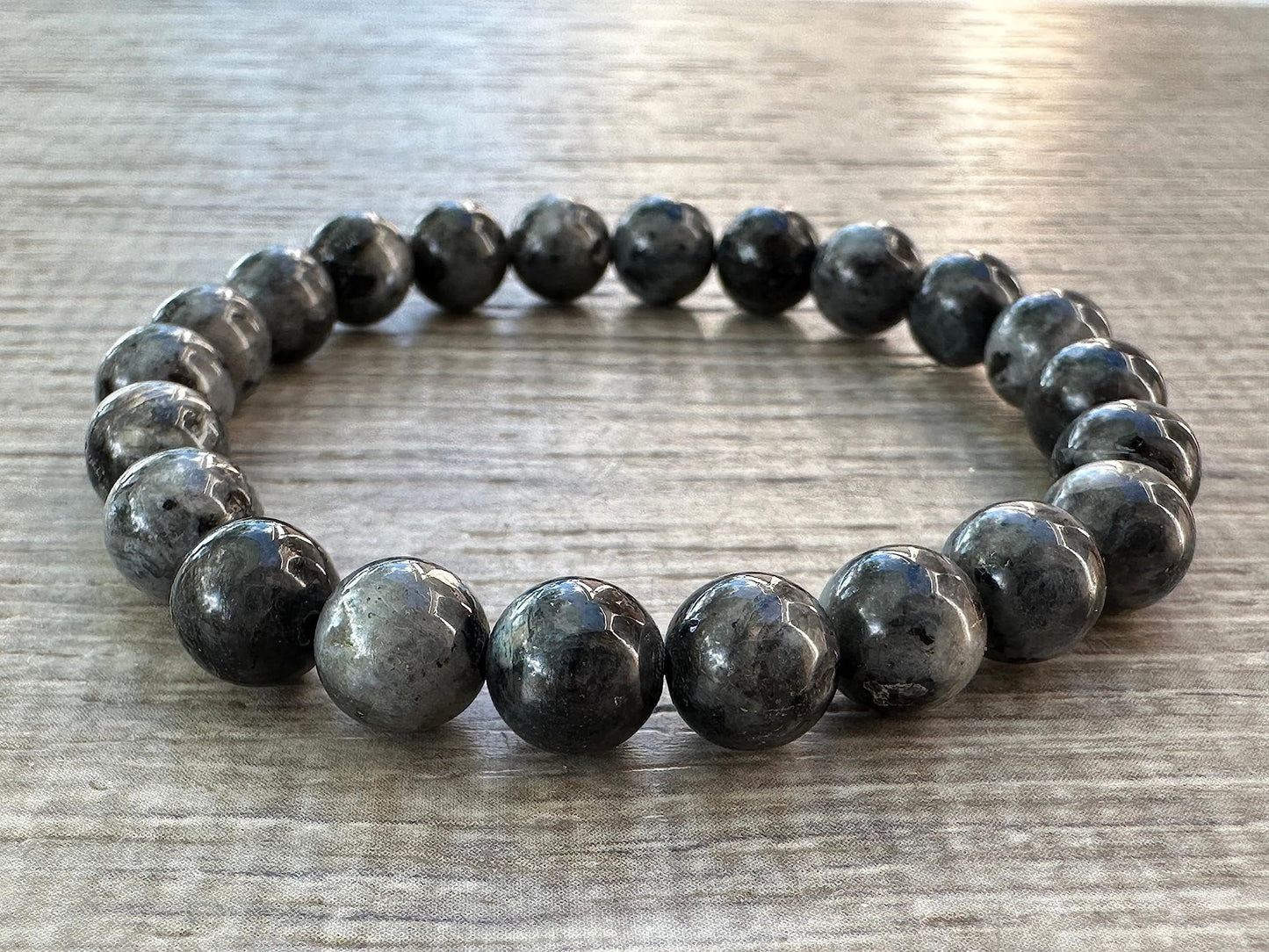 GAF TREASURES Black Labradorite Crystal Bead Bracelet 8mm, Genuine Black Labradorite Stretch Gemstone Bracelet, Healing Crystal Bracelet, Gift for Men & Women (1)