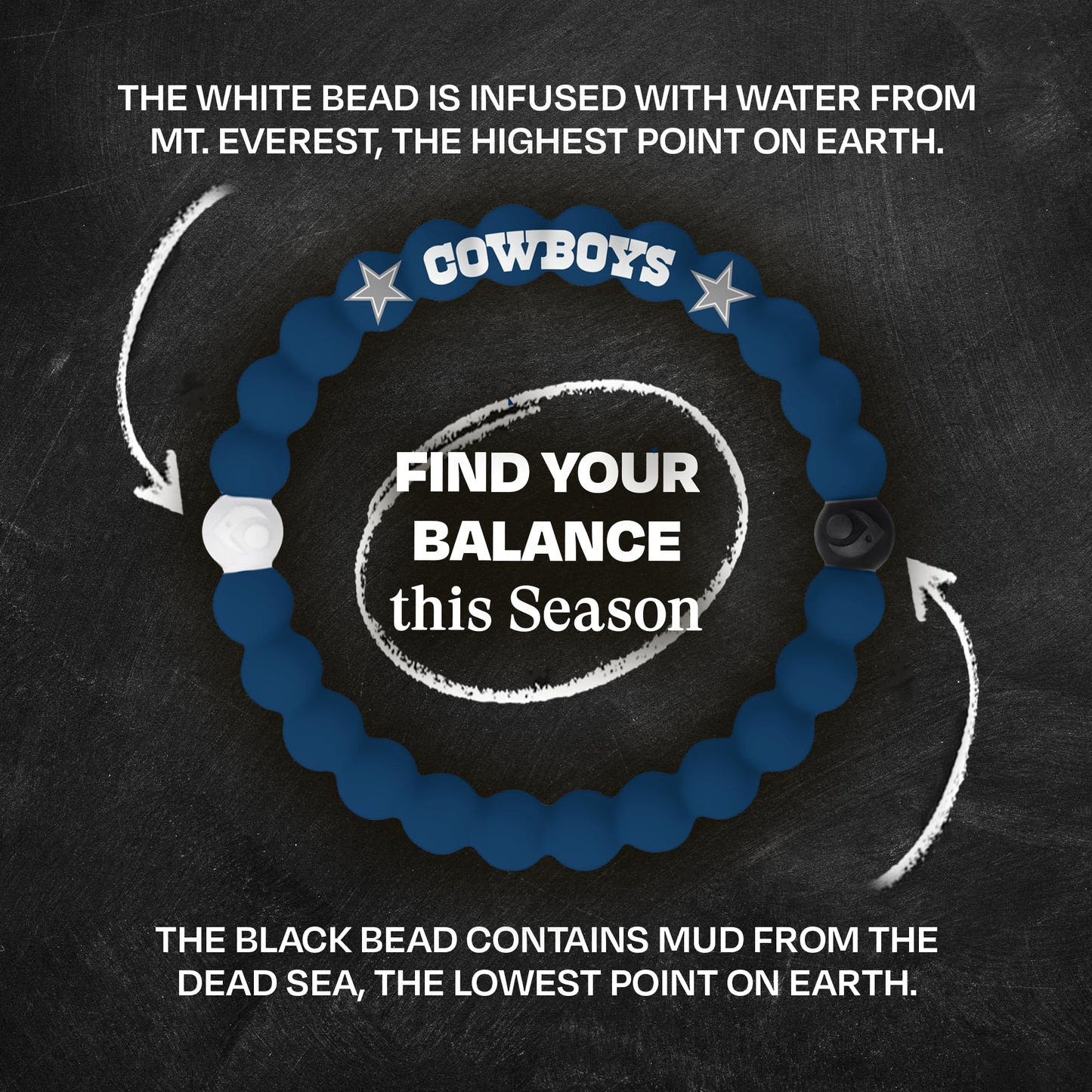 Lokai NFL Football Collection Silicone Beaded Bracelet, Dallas Cowboys Classic (Medium) - Beaded Bracelet for Women & Men, Silicone Jewelry Bracelet Slides-On for Comfortable Fit