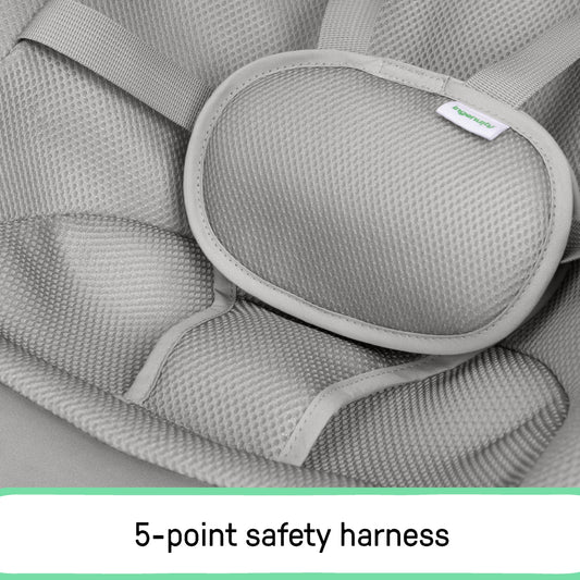 Ingenuity Nestle Vibrating Rocker, Lightweight Foldable Infant Seat with Breathable Fabric, 2-Position Recline, Mini Vibration Unit, 5-Point Harness, Travel Bag